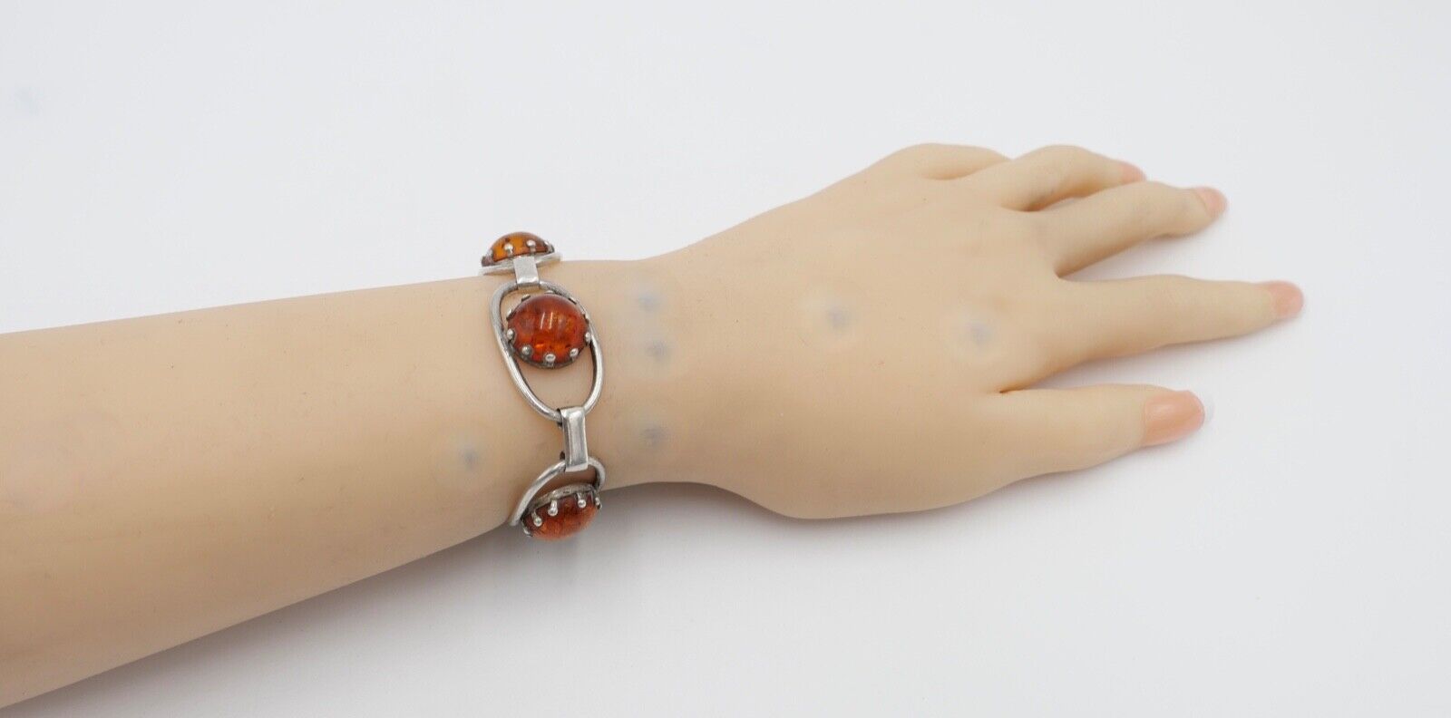 Altes 835 Silber Bernstein Gliederarmband Armband - Antikhandel-Stuttgart