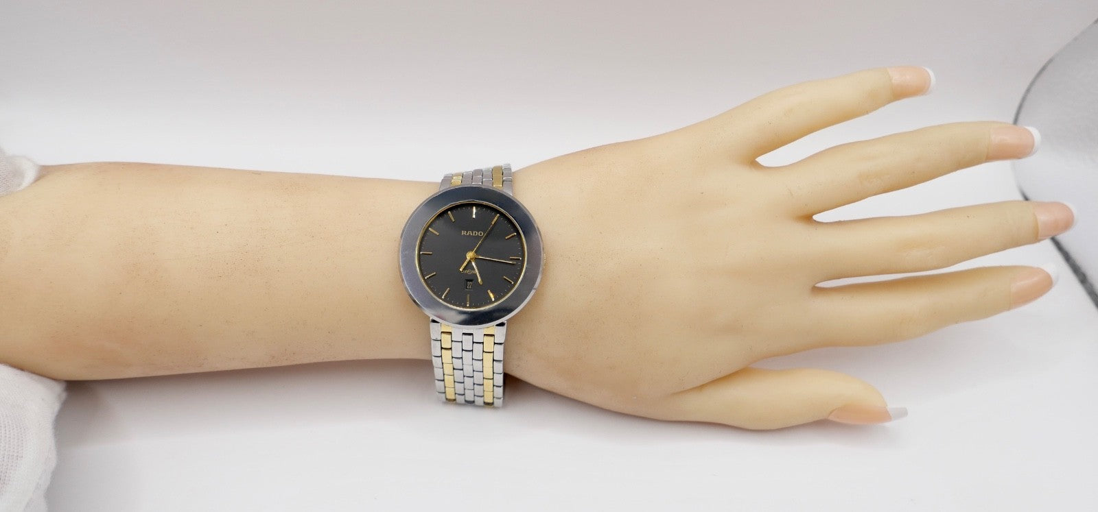 1990er Jahre RADO DIASTAR Armbanduhr Quarz 35mm Bi-Color 152.0343.3 Stahl Gold