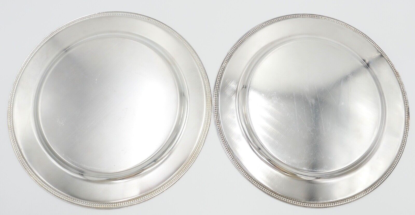 NEUwertig 5 Stück ONEIDA USA Servierplatte Platte Teller versilbert Perlenrand - Antikhandel-Stuttgart