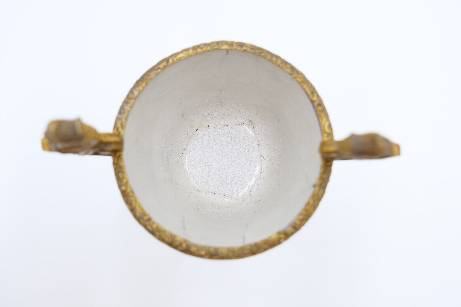 antik Mitte 19. Jhd 2x Kelch Becher Pokal feuervergoldet handbemalt Krakelee - Antikhandel-Stuttgart