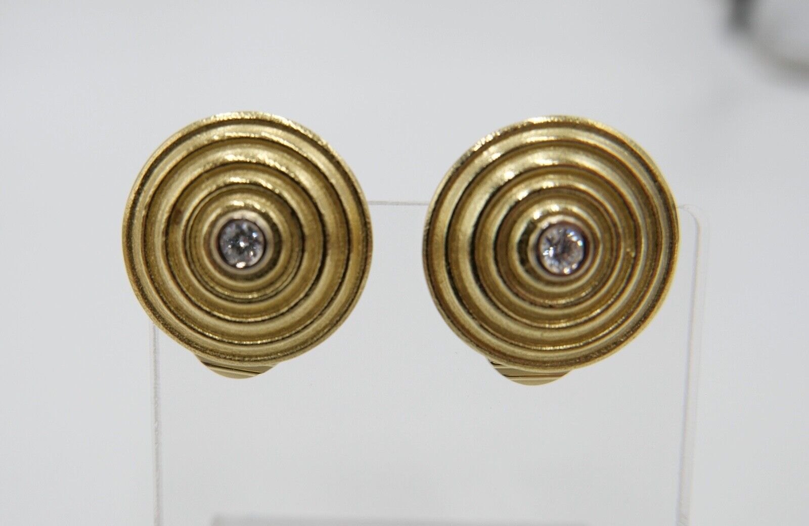 Ohrclips Ohrringe 750 18K Gold Brillanten 0,24 Ct Lupenrein ( aus einem Set ) - Antikhandel-Stuttgart