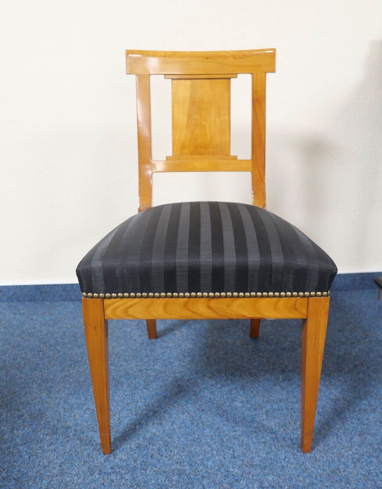 NEUwertig Original Biedermeier um 1820 Holzstuhl Stuhl Sessel Mohair Kirschbaum - Antikhandel-Stuttgart