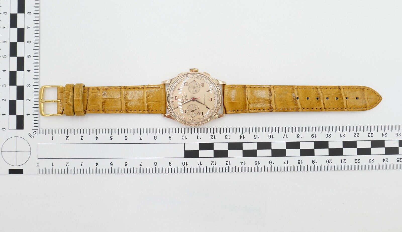 Torina Chronograph 1950er 750 18K Gold Landeron L.248 Herren Armbanduhr Ø 37,5mm - Antikhandel-Stuttgart