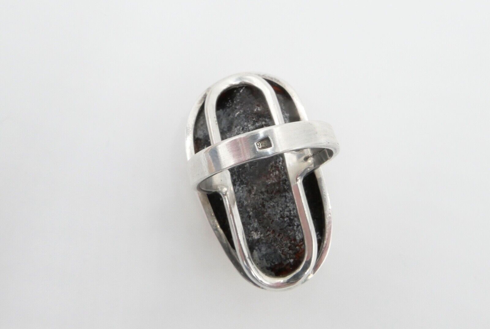 80er Jahre Designer Ring Bernstein Silber 925 Gr. 60 - Antikhandel-Stuttgart