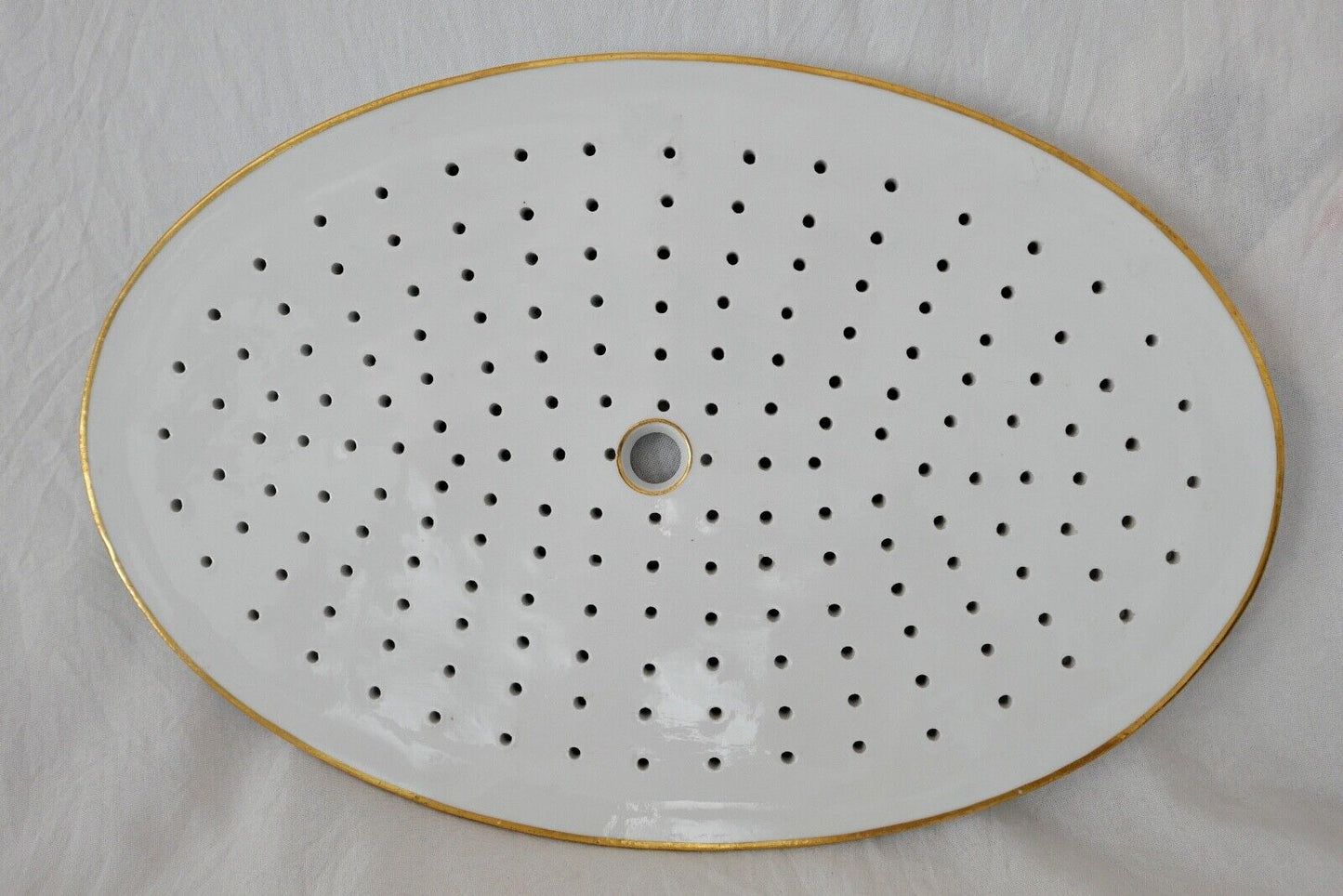 Seltene Meissen Loch Platte Tablett Weiß mit Goldrand 42x27 cm Knaufzeit 1. Wahl - Antikhandel-Stuttgart