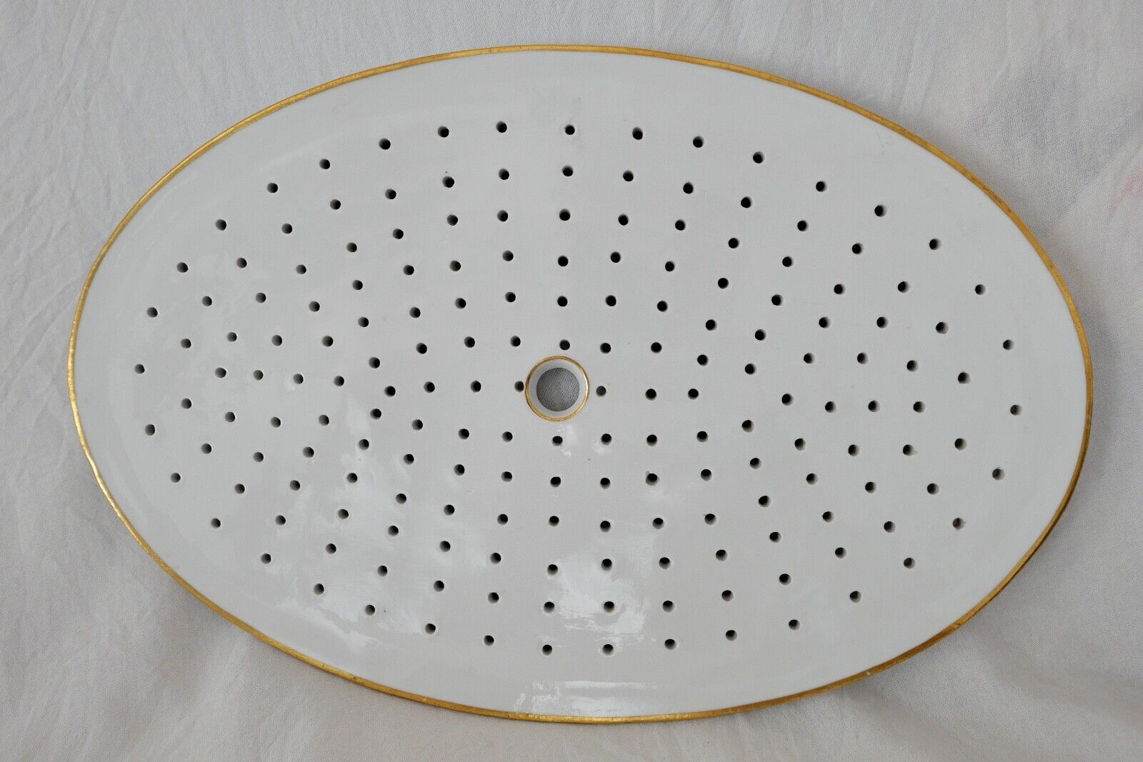 Seltene Meissen Loch Platte Tablett Weiß mit Goldrand 42x27 cm Knaufzeit 1. Wahl - Antikhandel-Stuttgart