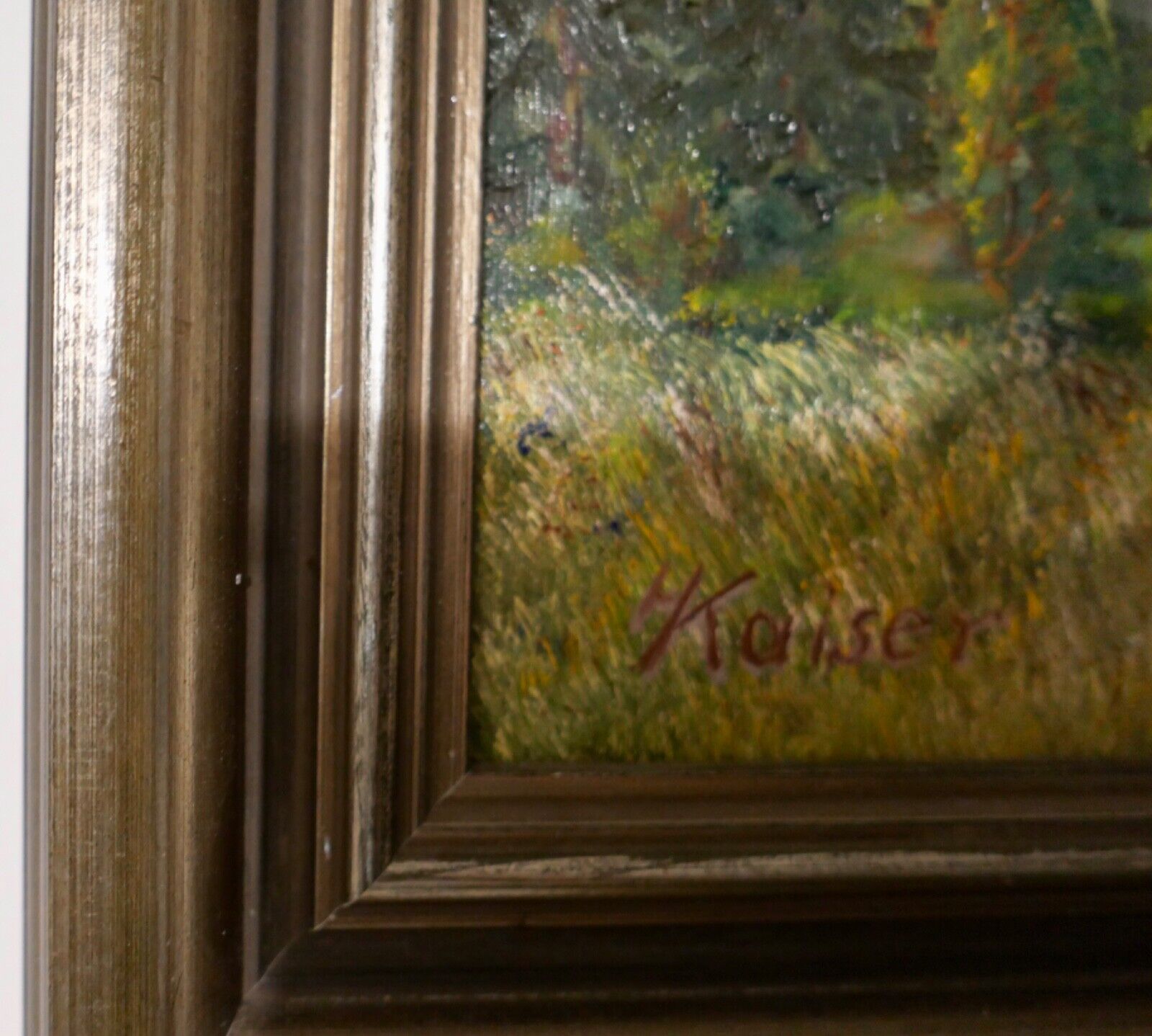 schönes Ölgemälde Tal Landschaft Dorf signiert Hugo Kaiser 62x50cm - Antikhandel-Stuttgart