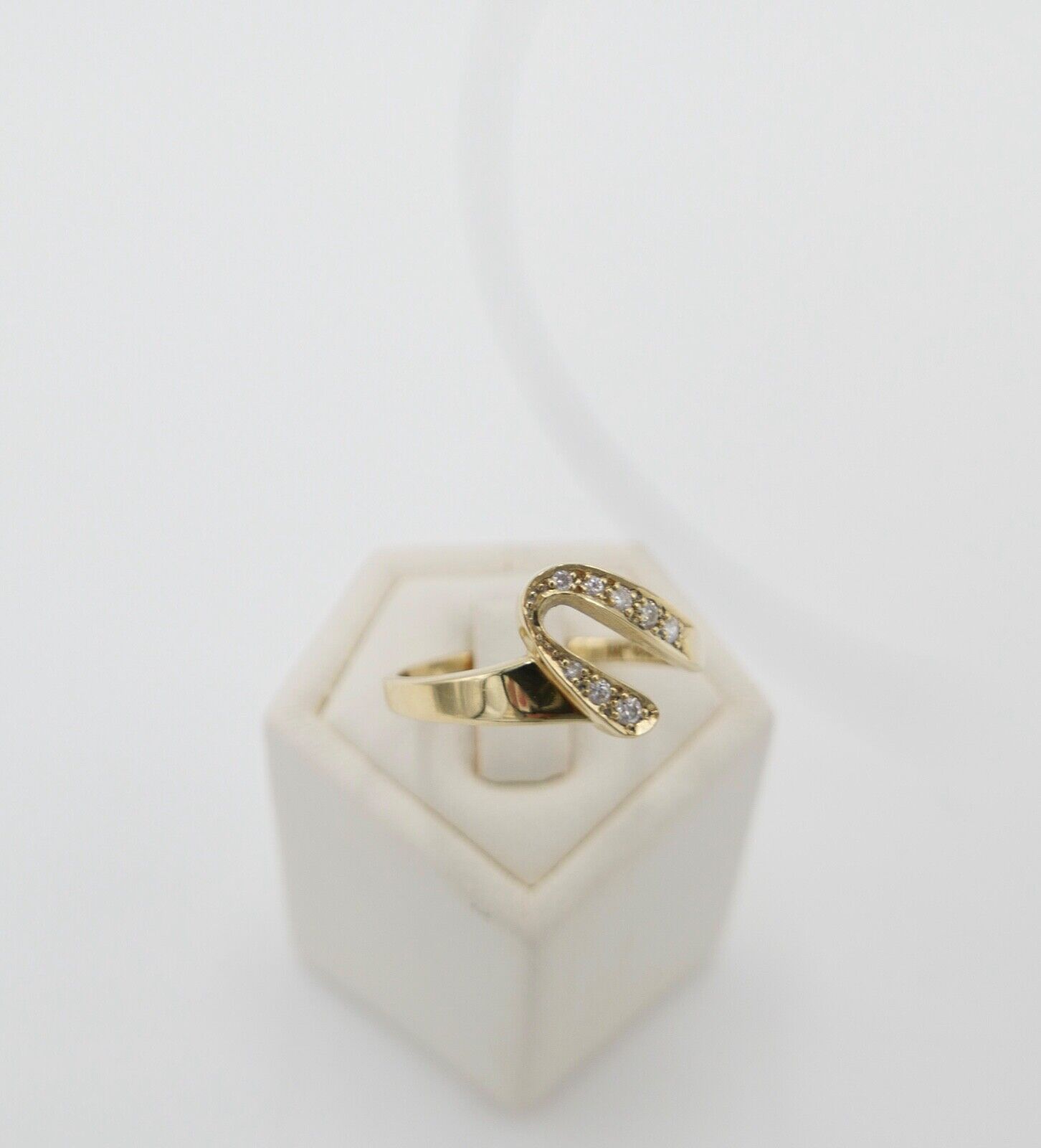 WK Damen Wishbone V-Form Gelbgold Brillant Ring 585 14K Gr. 56 Diamanten - Antikhandel-Stuttgart