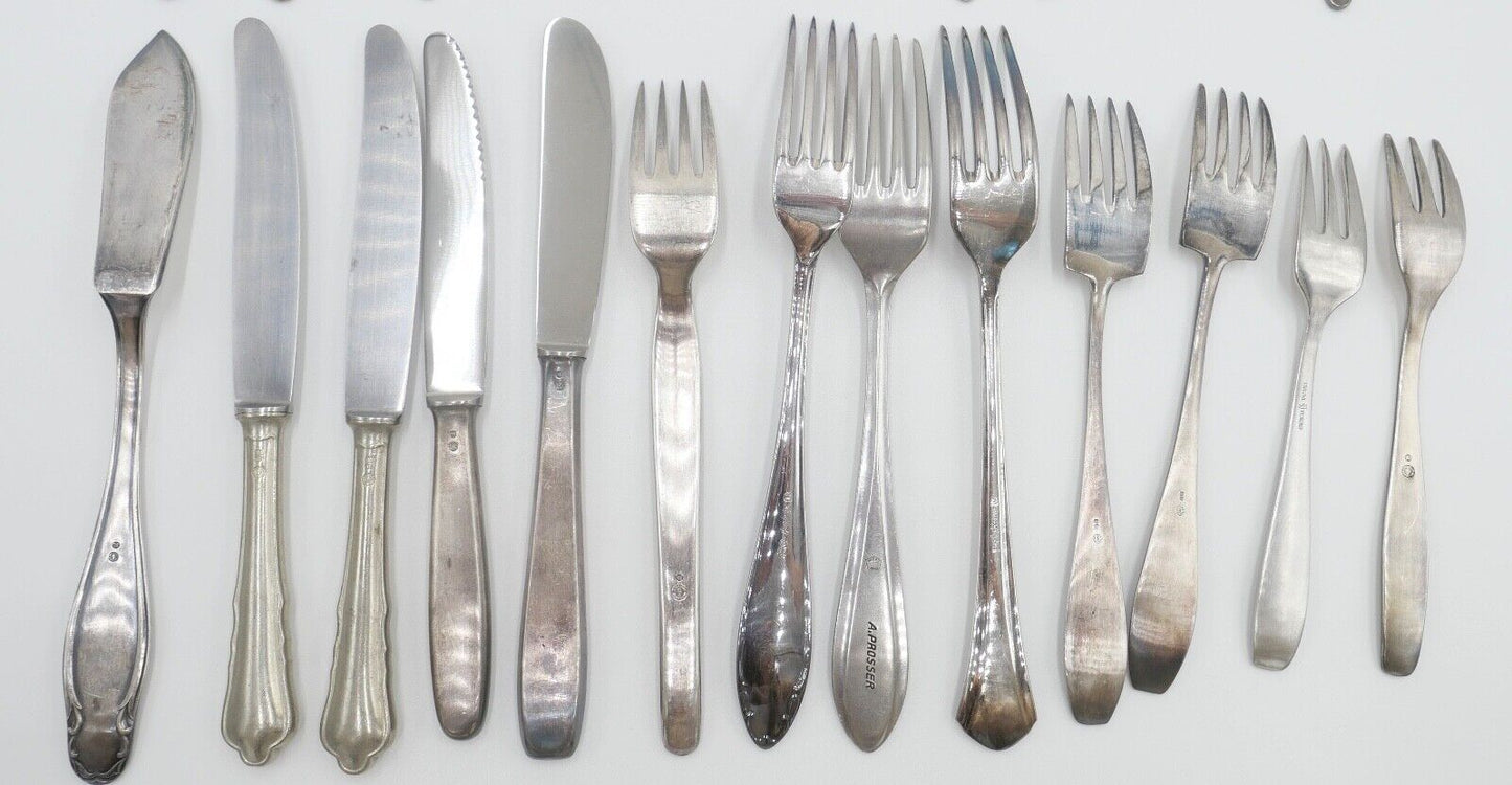 27 Teile Posten Berndorf Besteck diverse Modelle 90er Silber Löffel Gabel Messer - Antikhandel-Stuttgart