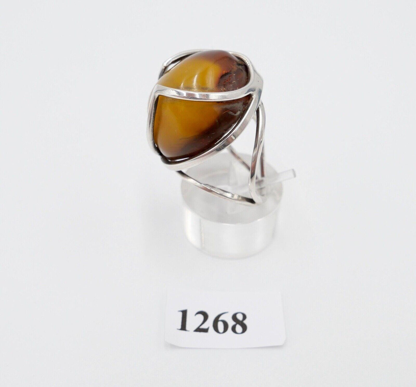 Bernstein Designer Ring Gr. 56 Silber 925 - Antikhandel-Stuttgart