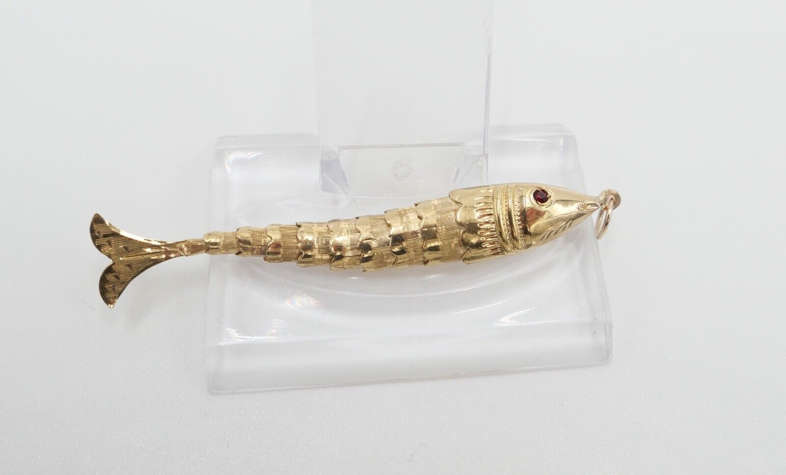 antik um 1938 beweglicher Fisch Anhänger Gold 800 Gelenkanhänger Portugal - Antikhandel-Stuttgart