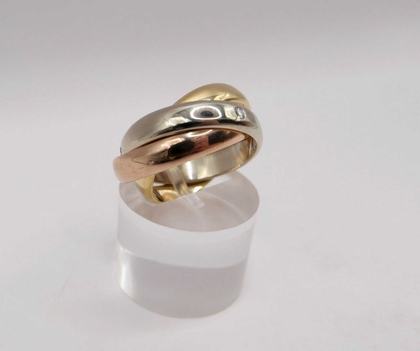 Tricolor Dreifach Dreier Damen Ring Gold 750 18K Gr. 55 Brillant Pierre Niederer
