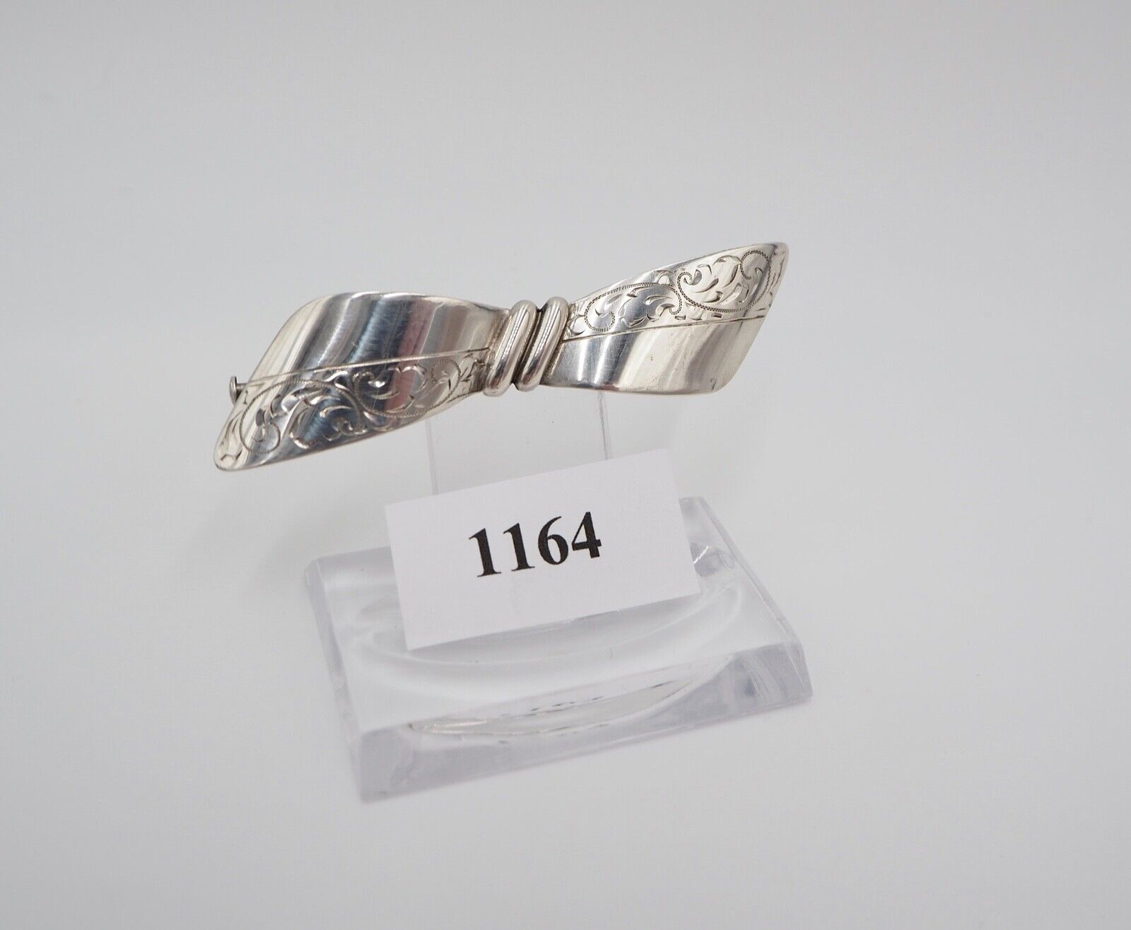 JUGENDSTIL Brosche Schleife Silber 835 Handarbeit TEKA Theodor Klotz Pforzheim - Antikhandel-Stuttgart