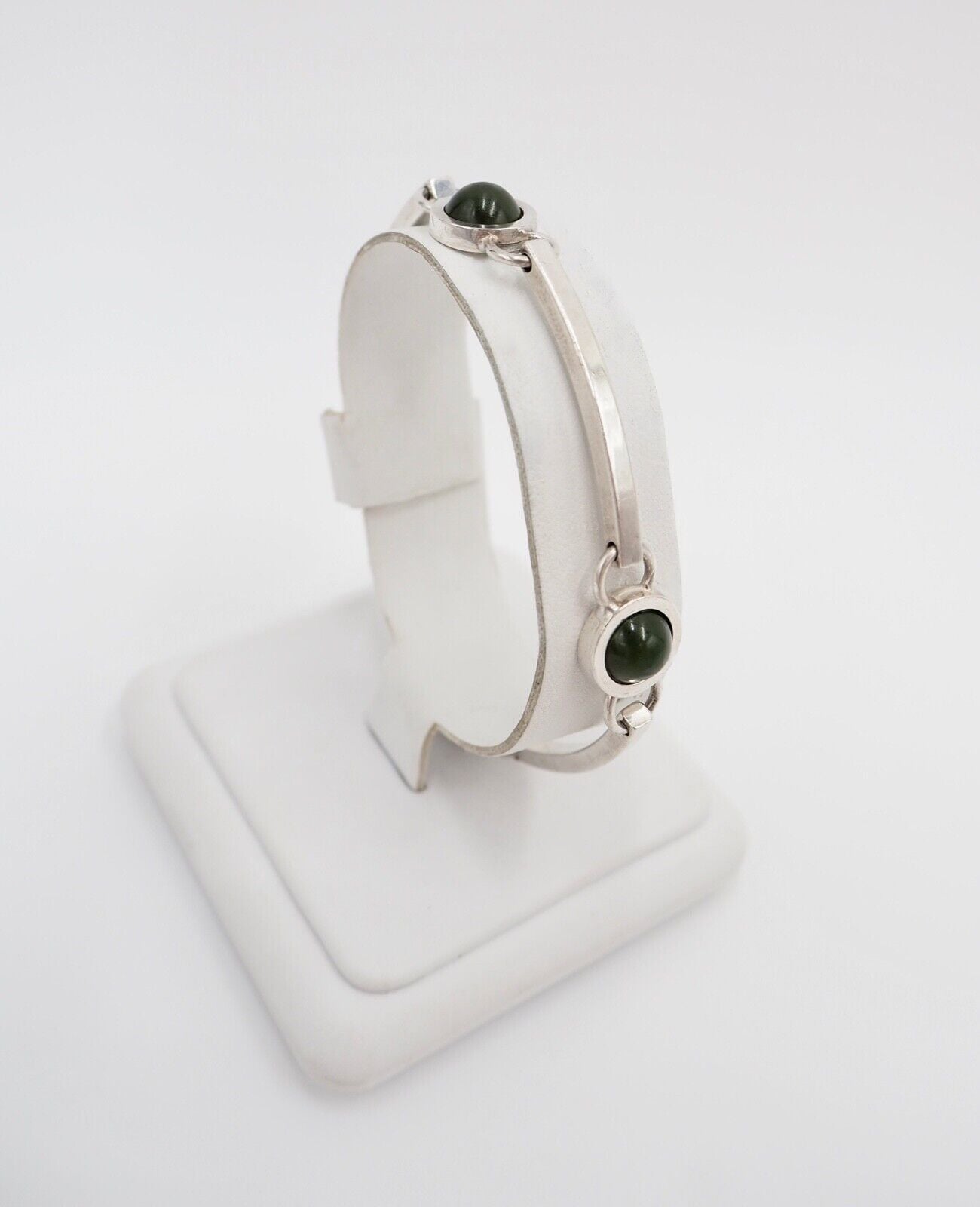 vintage 60er Jahre Silber 925 NP AVENTURIN Grün Armkette Gliederarmband Armband - Antikhandel-Stuttgart