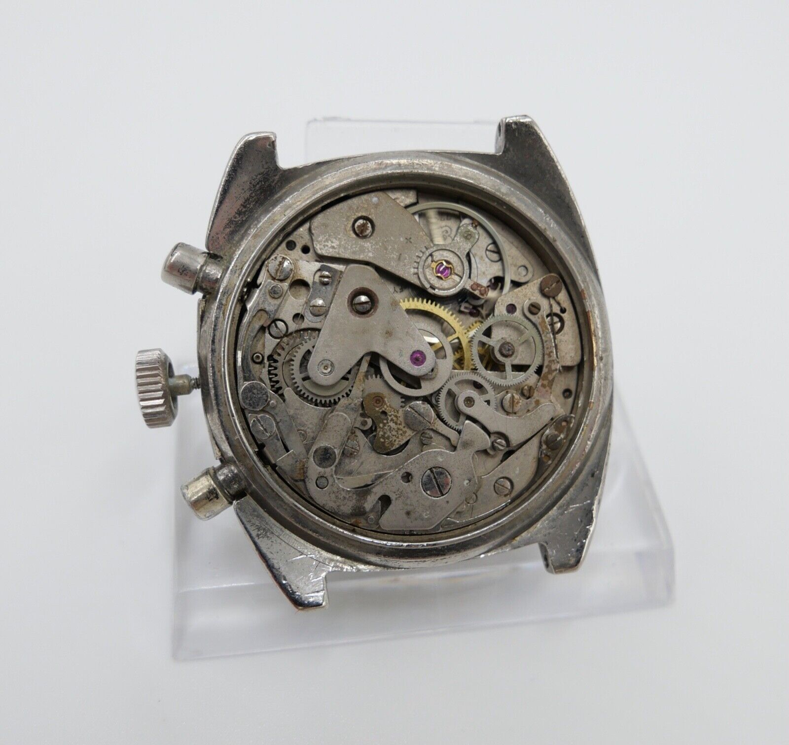 LÄUFT Rotary Cal. Valjoux 7733 Uhrwerk Chronograph seltenes Zifferblatt - Antikhandel-Stuttgart