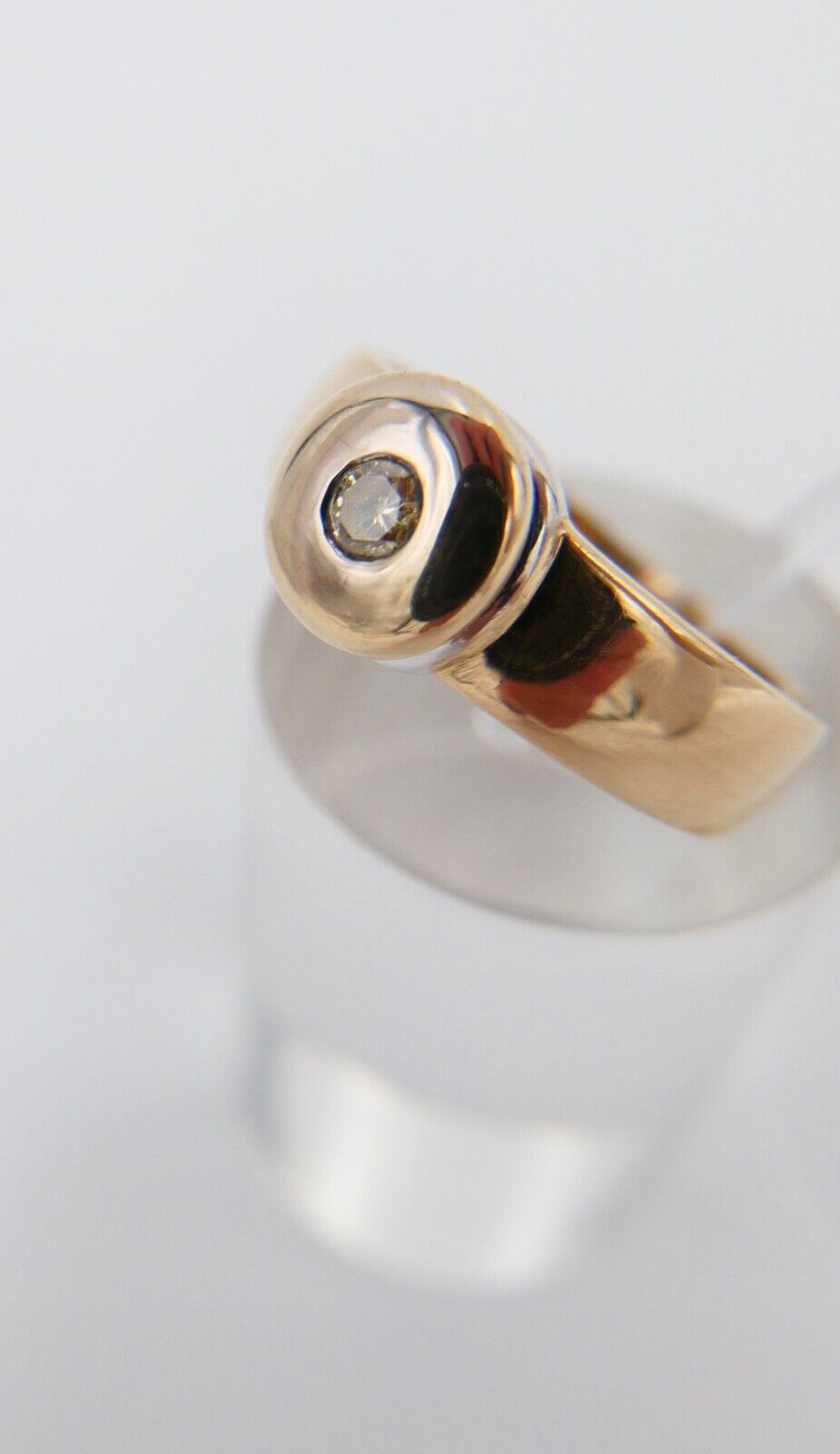 Solitär Bicolor Brillant 585 14K Fancy Yellow Gold Damen Ring 0,12 Ct Gr. 57 SI - Antikhandel-Stuttgart