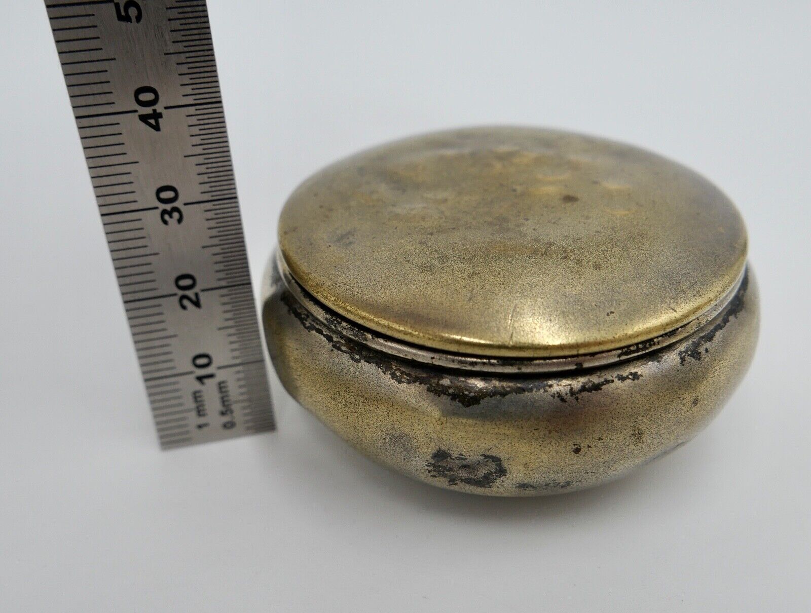 antike kleine Pillendose Deckeldose Tabatiere vergoldet um 1900 - Antikhandel-Stuttgart