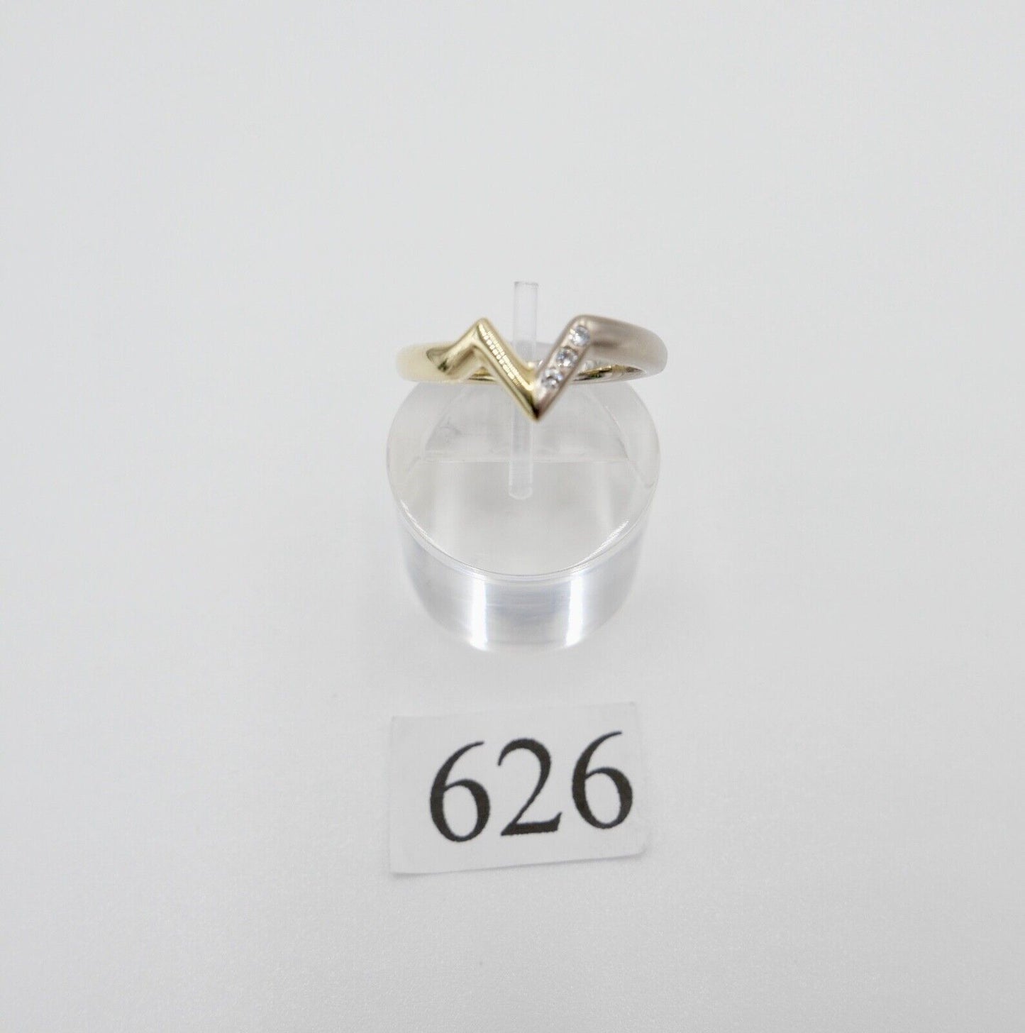 Wishbone V-Form Bicolor Weiß Gelb Gold Brillant Ring 585 14K Gr. 55 Diamanten - Antikhandel-Stuttgart