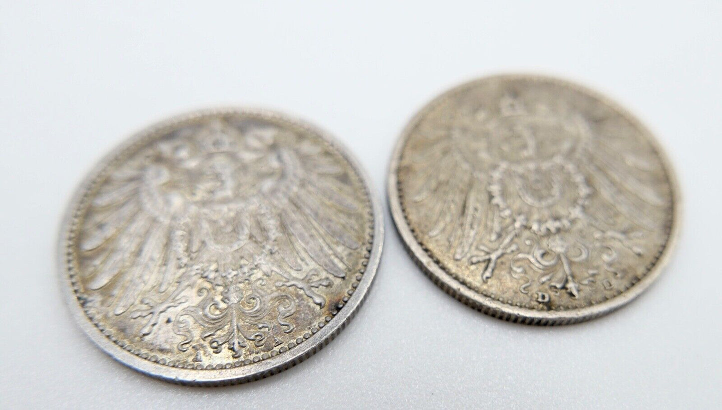 2x 1 Mark 1914 A / D Deutsches Reich Coin lot Münze - Antikhandel-Stuttgart