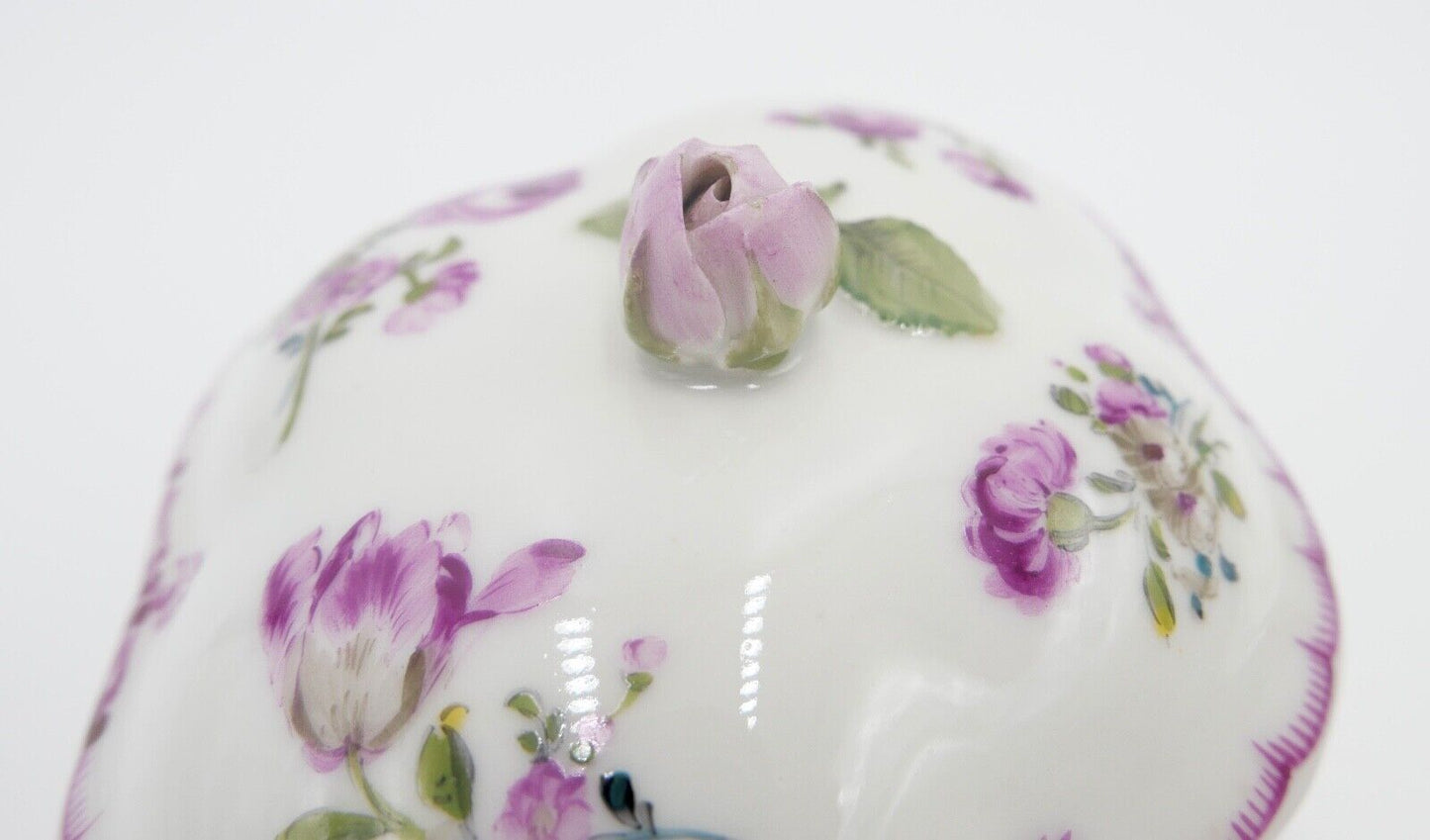 Sächsische Porzellanmanufaktur Dresden Deckeldose Bonboniere Porzellan Rose - Antikhandel-Stuttgart