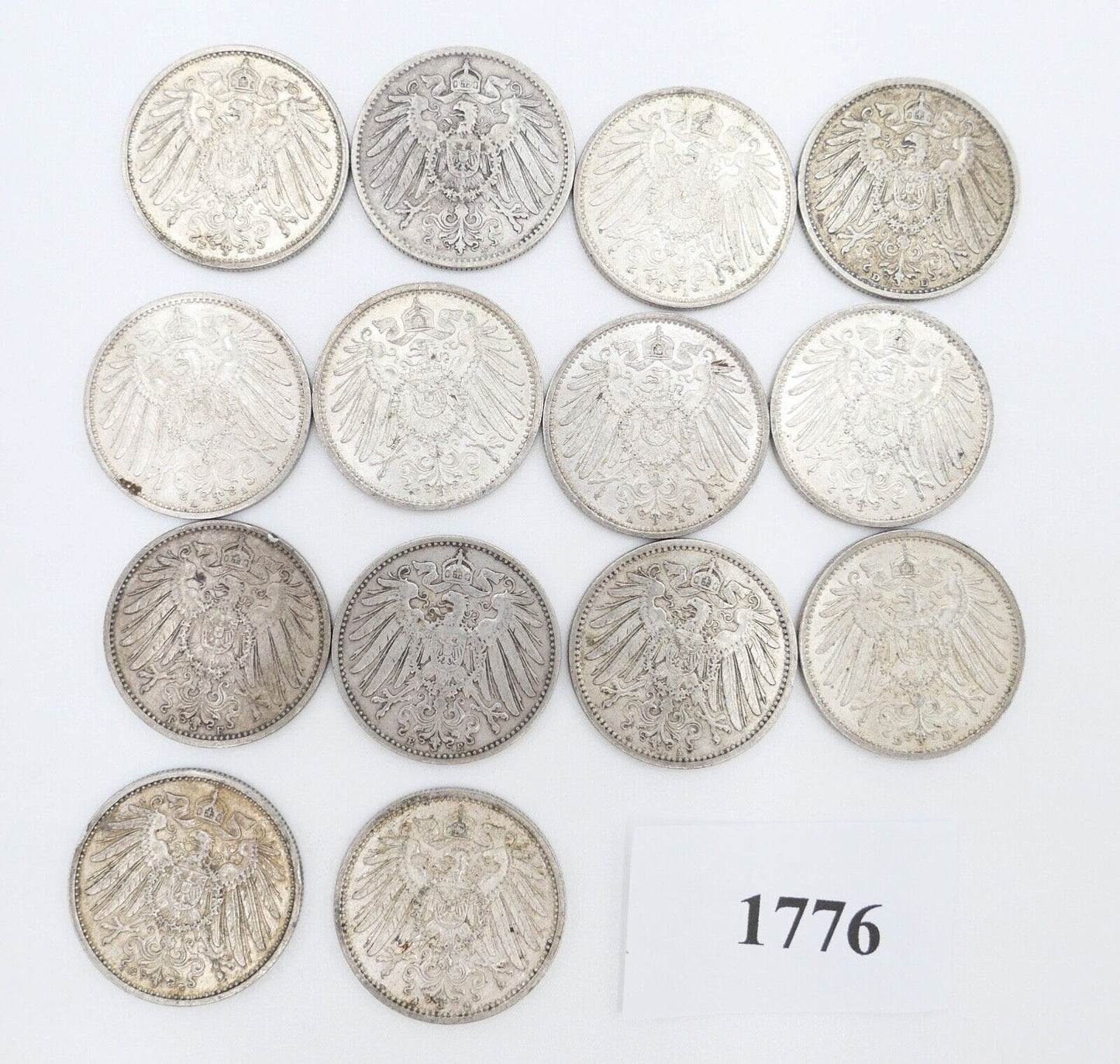 14x 1 Mark Kaiserreich 1903-1915 Jäger J.17 VZ-STG Vorzüglich - Stempelglanz - Antikhandel-Stuttgart