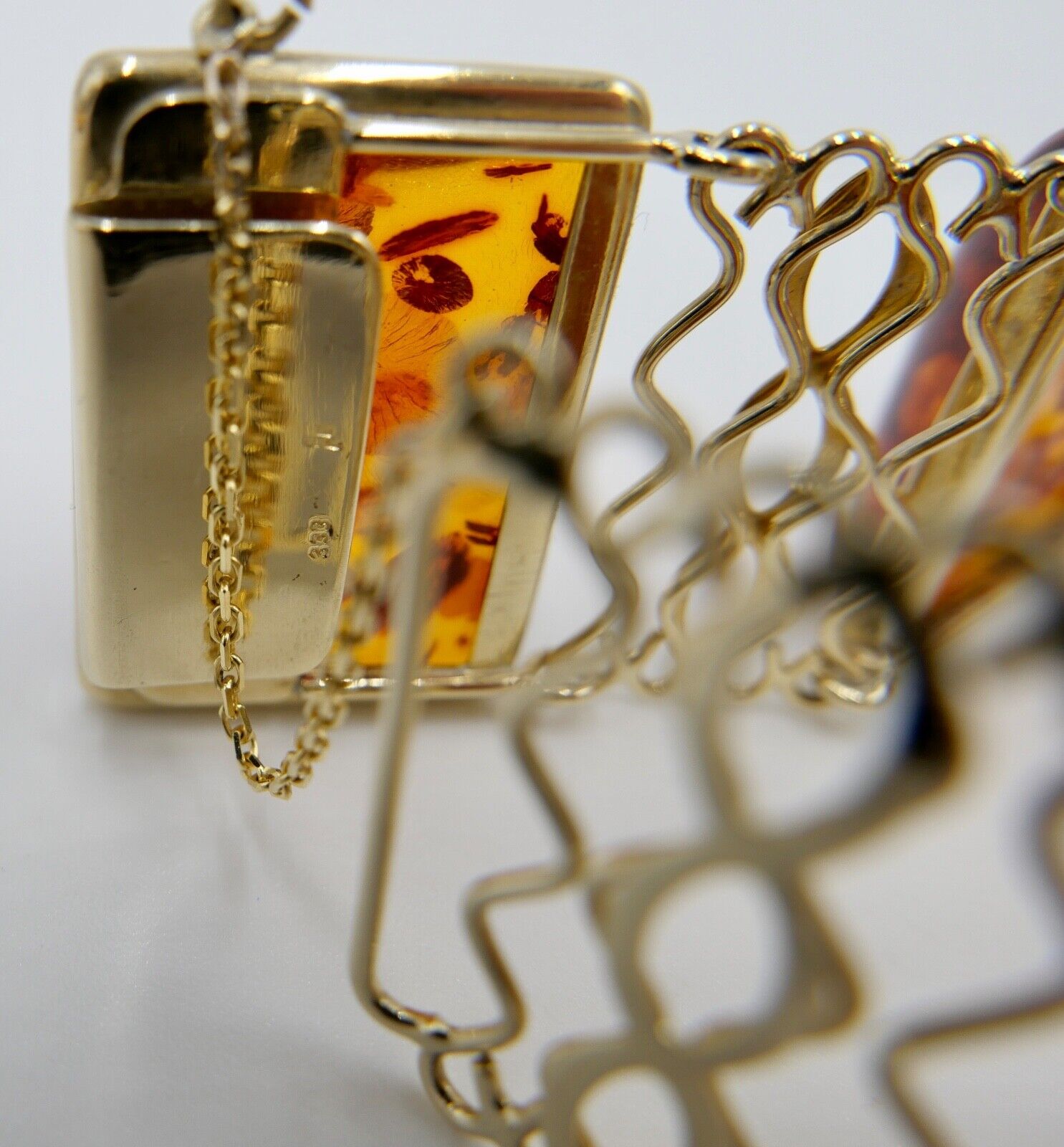 333 Gelbgold FKE Damen Bernstein Glieder Armband 19,3 cm - Antikhandel-Stuttgart