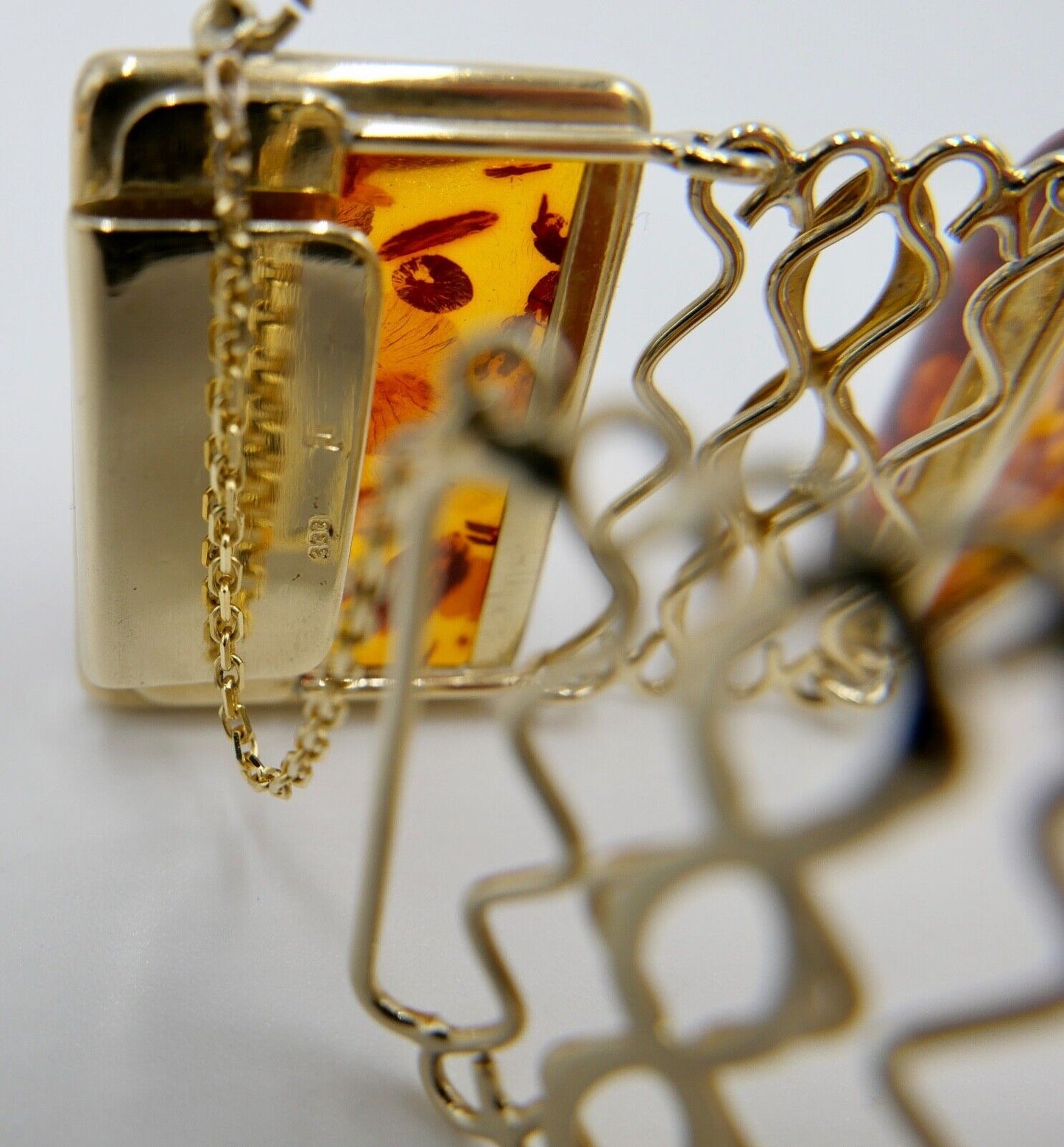 333 Gelbgold FKE Damen Bernstein Glieder Armband 19,3 cm - Antikhandel-Stuttgart