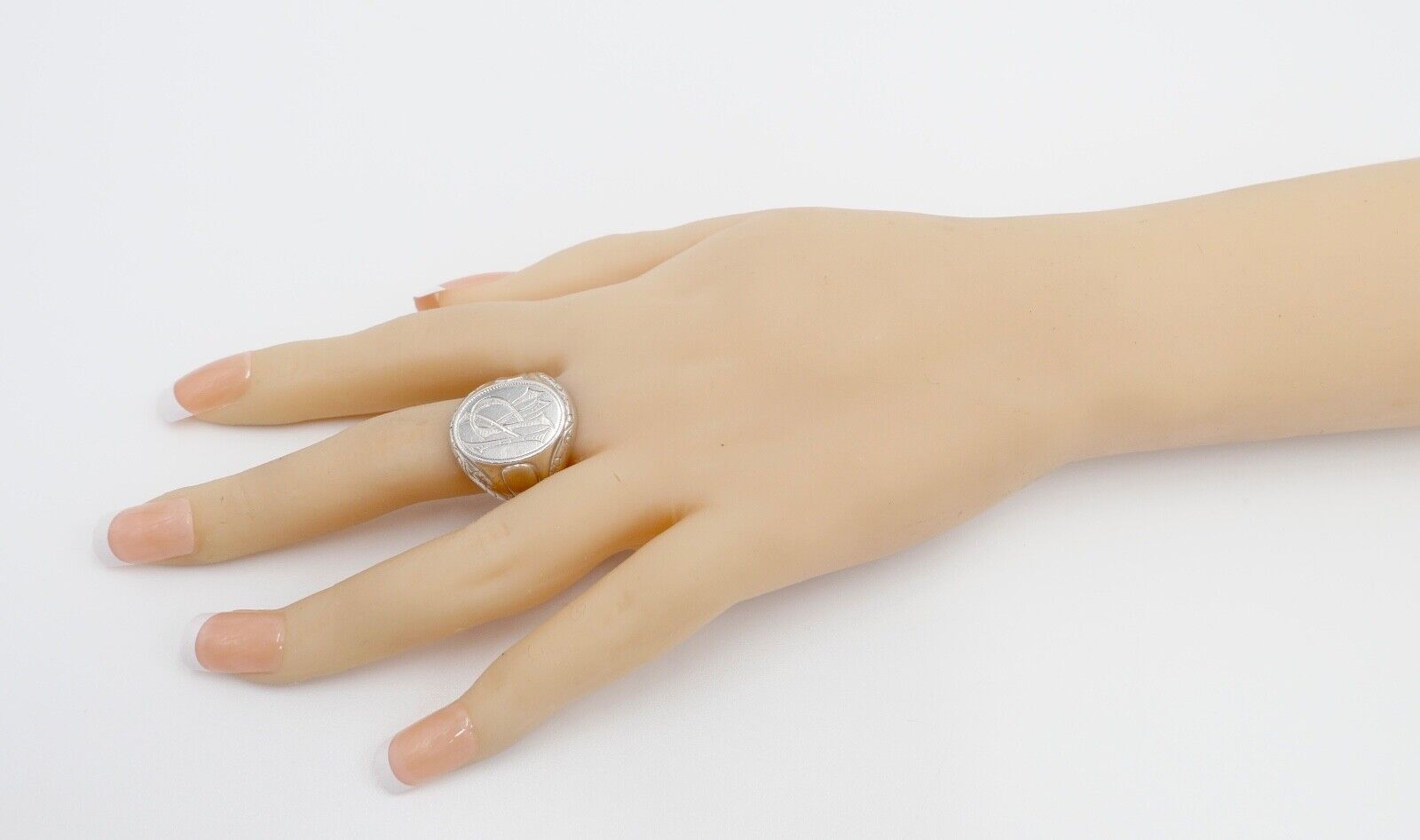 ART DECO Siegelring Monogramm KR Herrenring Ring 835 Silber Gr. 63 - Antikhandel-Stuttgart