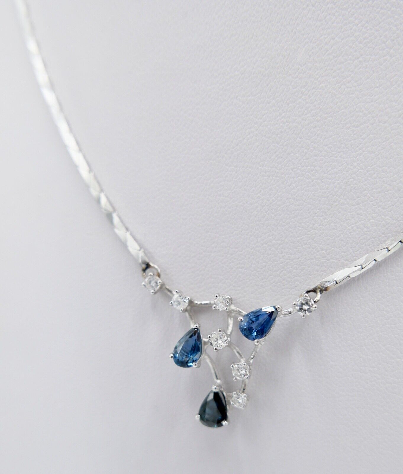 Collier Kette 42,5 cm Weißgold 585 14K Italien Gold Diamanten 0,48 Ct VS Saphire - Antikhandel-Stuttgart