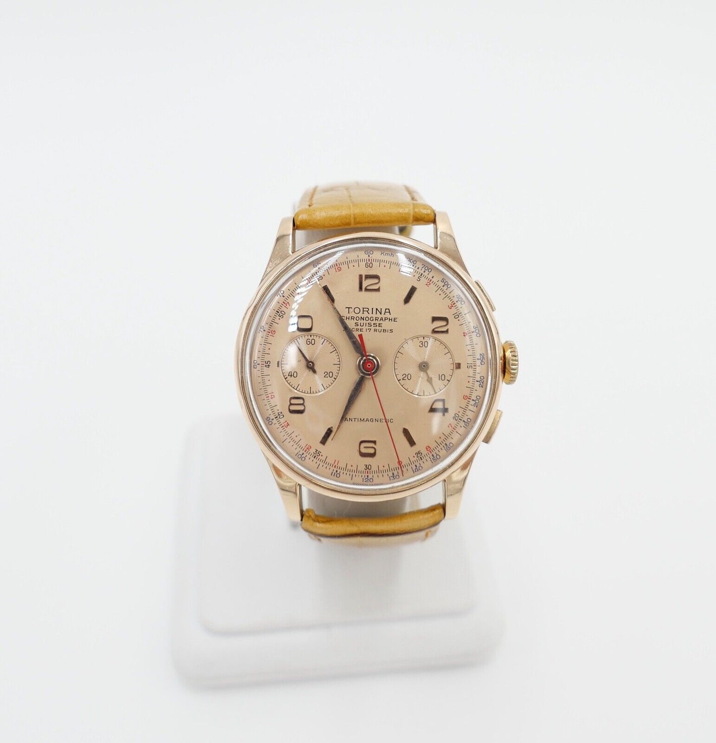 Torina Chronograph 1950er 750 18K Gold Landeron L.248 Herren Armbanduhr Ø 37,5mm - Antikhandel-Stuttgart