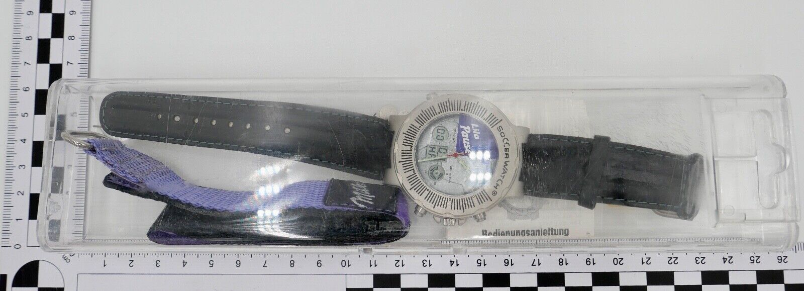 MILKA LILA PAUSE SOCCER WATCH Armbanduhr NEU in OVP Digital Quarz Stoppfunktion - Antikhandel-Stuttgart