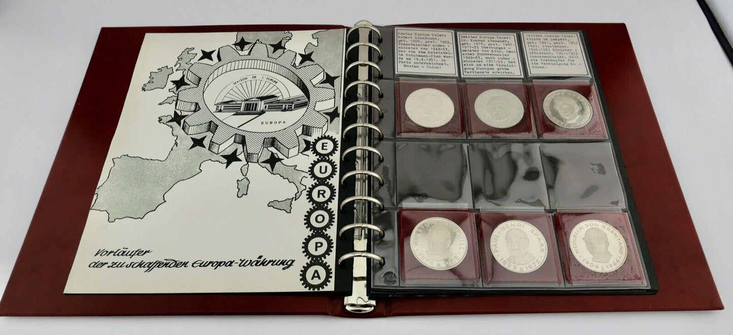 10x Europa Taler 900 925 Medaille Silbermedaille 1-10 in Album TOP ECU - Antikhandel-Stuttgart