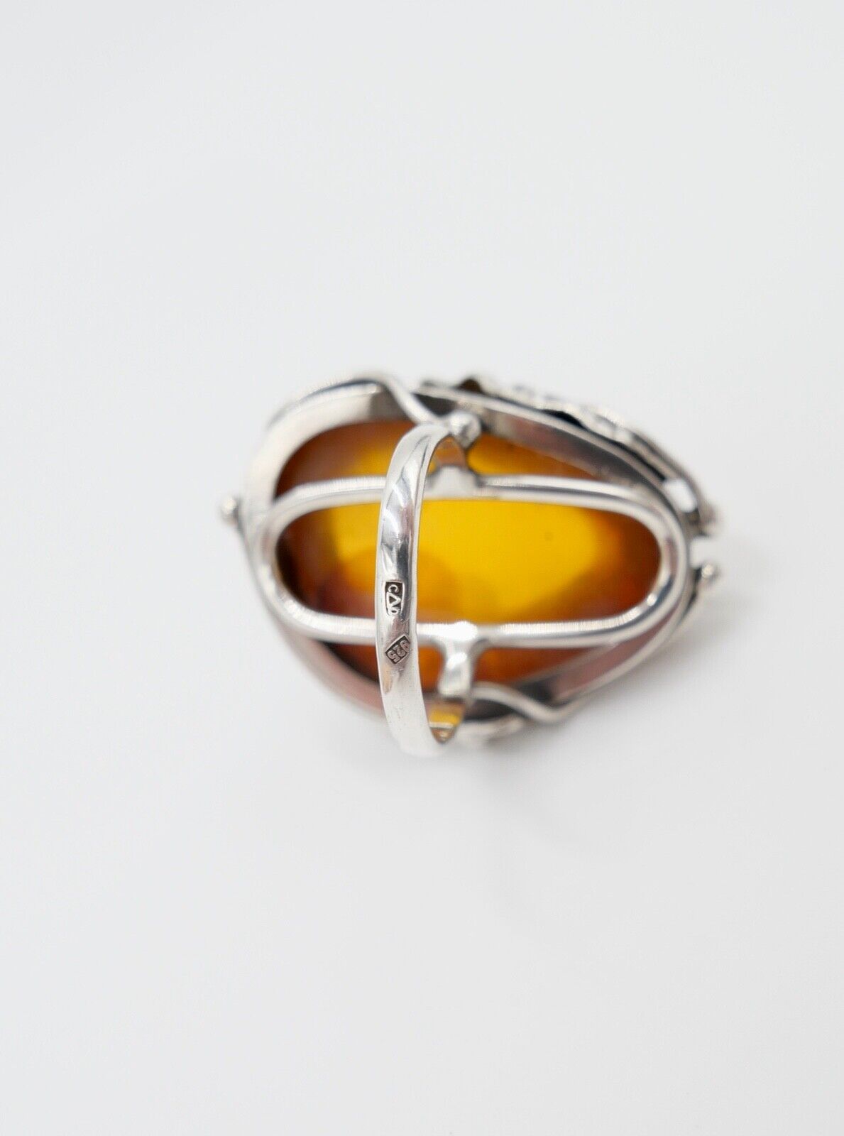 Bernstein Handarbeit Designer Ring Gr. 57 Silber 925 - Antikhandel-Stuttgart