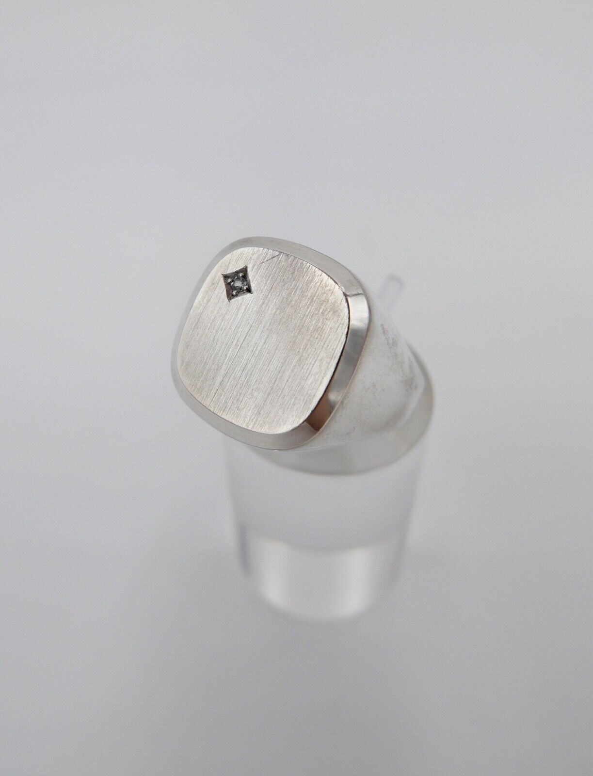 Alter Siegelring Herrenring mit Zirkonia 835 S Silber Größe 64 ohne Siegelgravur - Antikhandel-Stuttgart