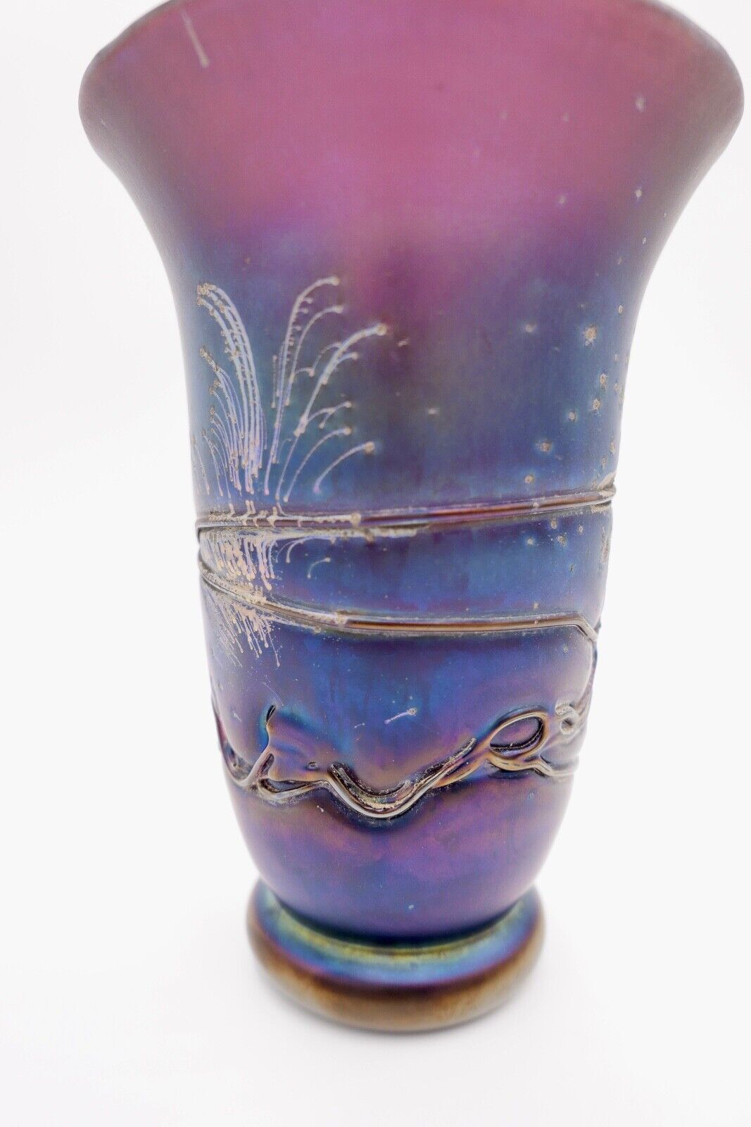 um 1900 Ferdinand von Poschinger Jugendstil Vase Fadendekor antik - Antikhandel-Stuttgart