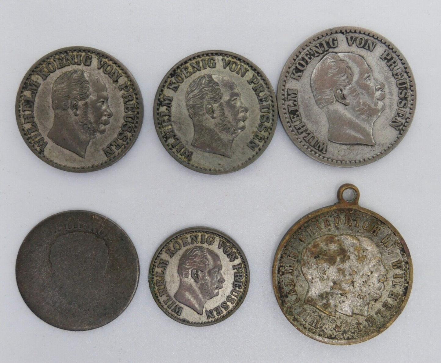 5x Preußen Groschen 1x Medaille 3. Kaiserreich Silber Groschen - Antikhandel-Stuttgart