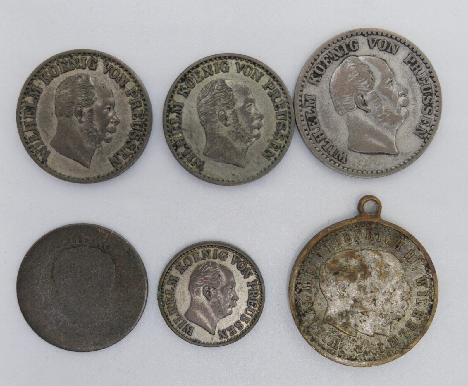 5x Preußen Groschen 1x Medaille 3. Kaiserreich Silber Groschen - Antikhandel-Stuttgart