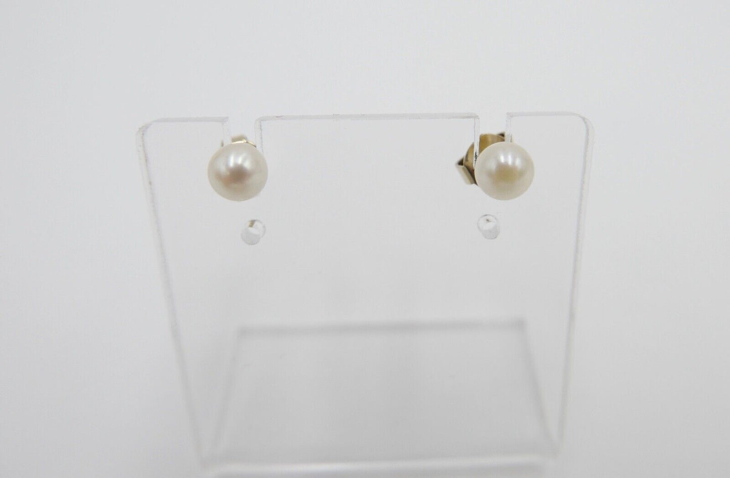80er Jahre Gelbgold Zucht Perlen Ohrringe Ohrstecker 333 / 8K Perle Ø 5,0 mm - Antikhandel-Stuttgart