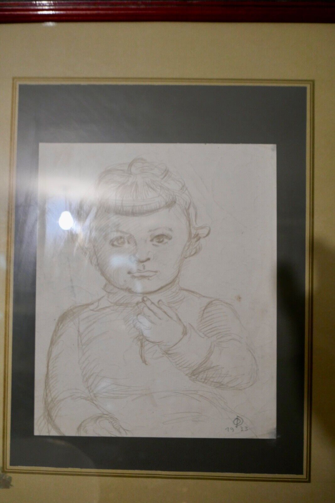 OTTO DITSCHER Bleistiftzeichnung " BABY / KIND " 1933 Pfalz 54x44cm - Antikhandel-Stuttgart