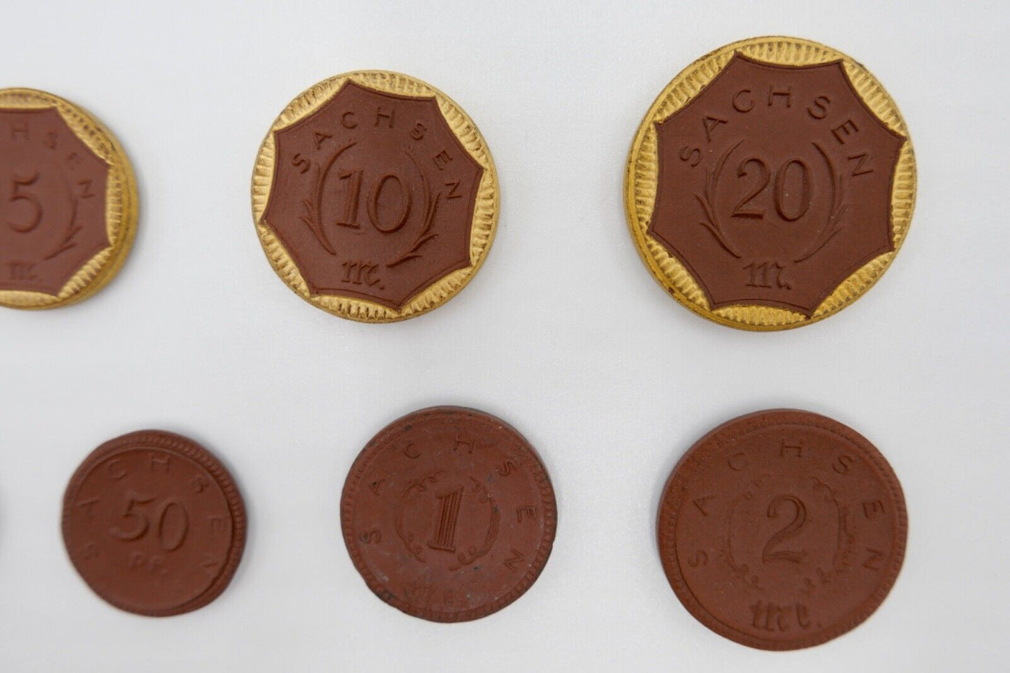 7 Münzen Posten / LOT Notgeld SACHSEN Meißner Porzellan 1921 Pfennig Mark - Antikhandel-Stuttgart