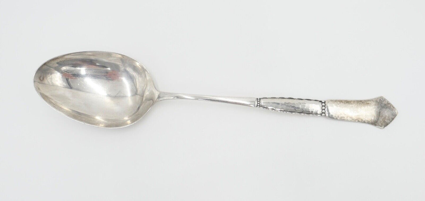 SCF Dänemark 2 Türme XXL Suppenlöffel 36 cm versilbert Monogramm EB gehämmert - Antikhandel-Stuttgart