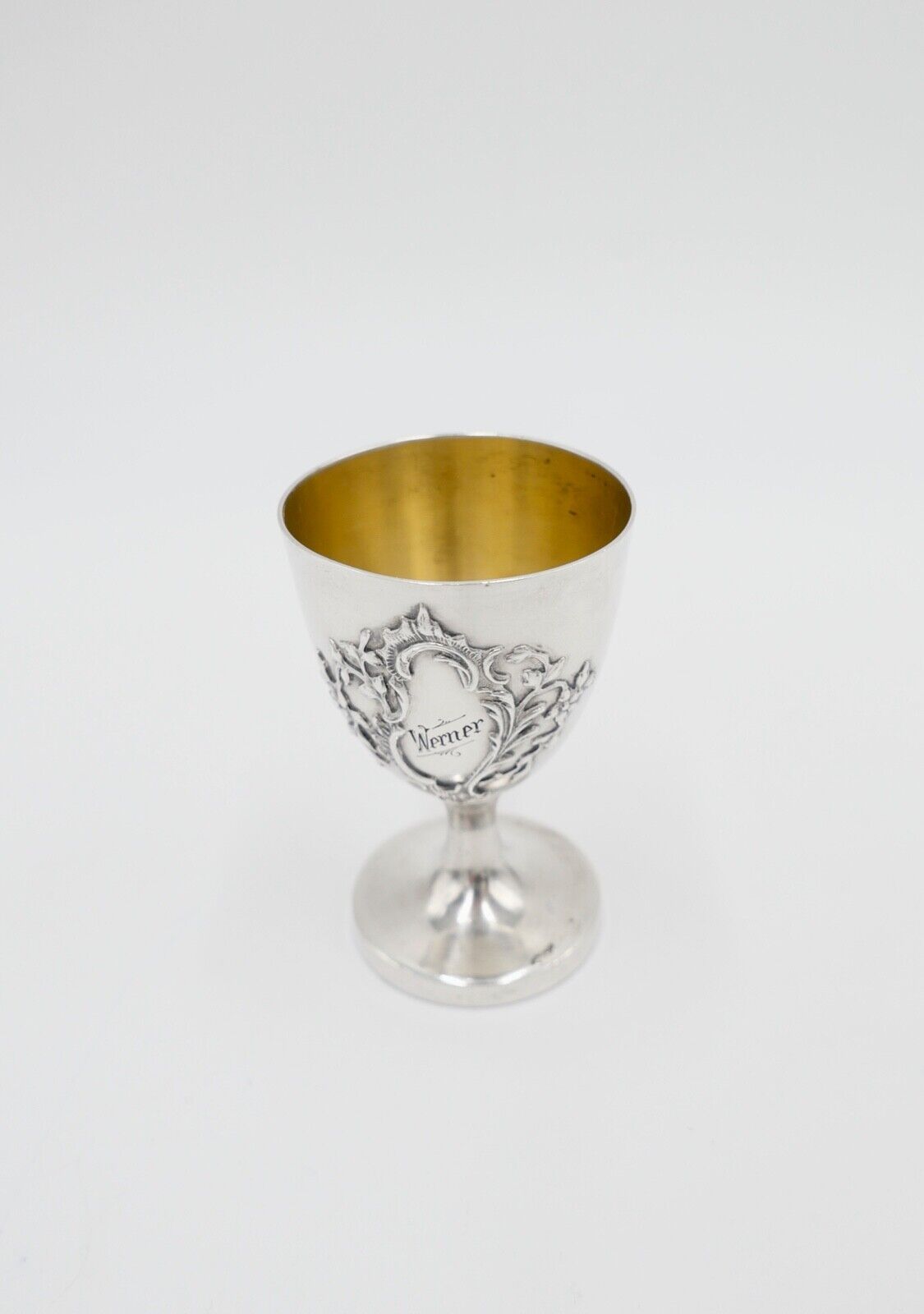 Martin Mayer 800 Silber Jugendstil um 1900 Becher Schnapsbecher Werner vergoldet - Antikhandel-Stuttgart