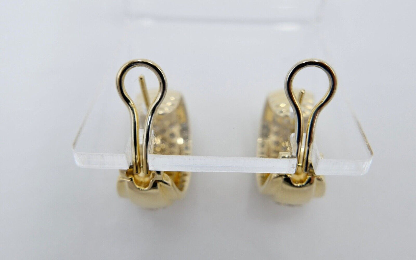 2,52 Ct Diamant Halbcreolen 585 14K Gelbgold 106 Brillanten besetz Ohrringe 90er - Antikhandel-Stuttgart