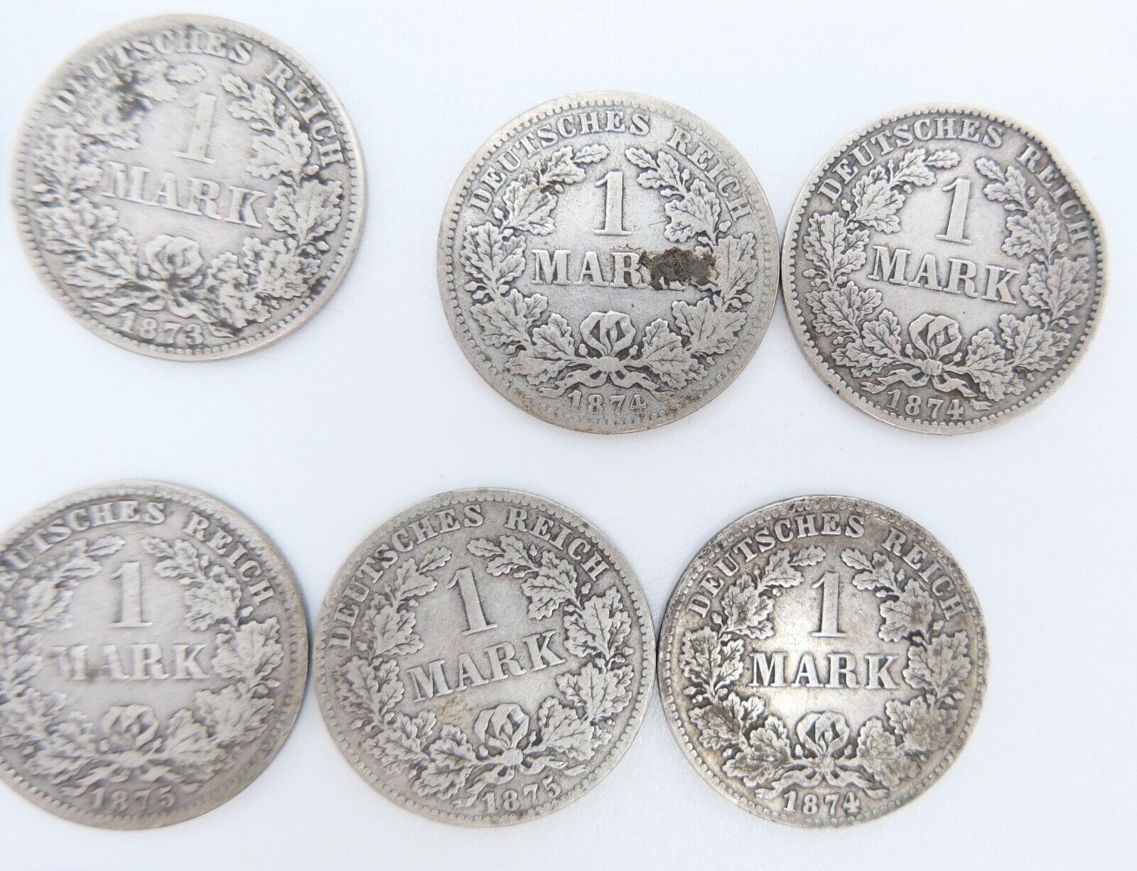 11x 1 Mark Deutsches Reich Jäger J.9 A B D F G 1873 / 1874 / 1875 / 1881 - Antikhandel-Stuttgart