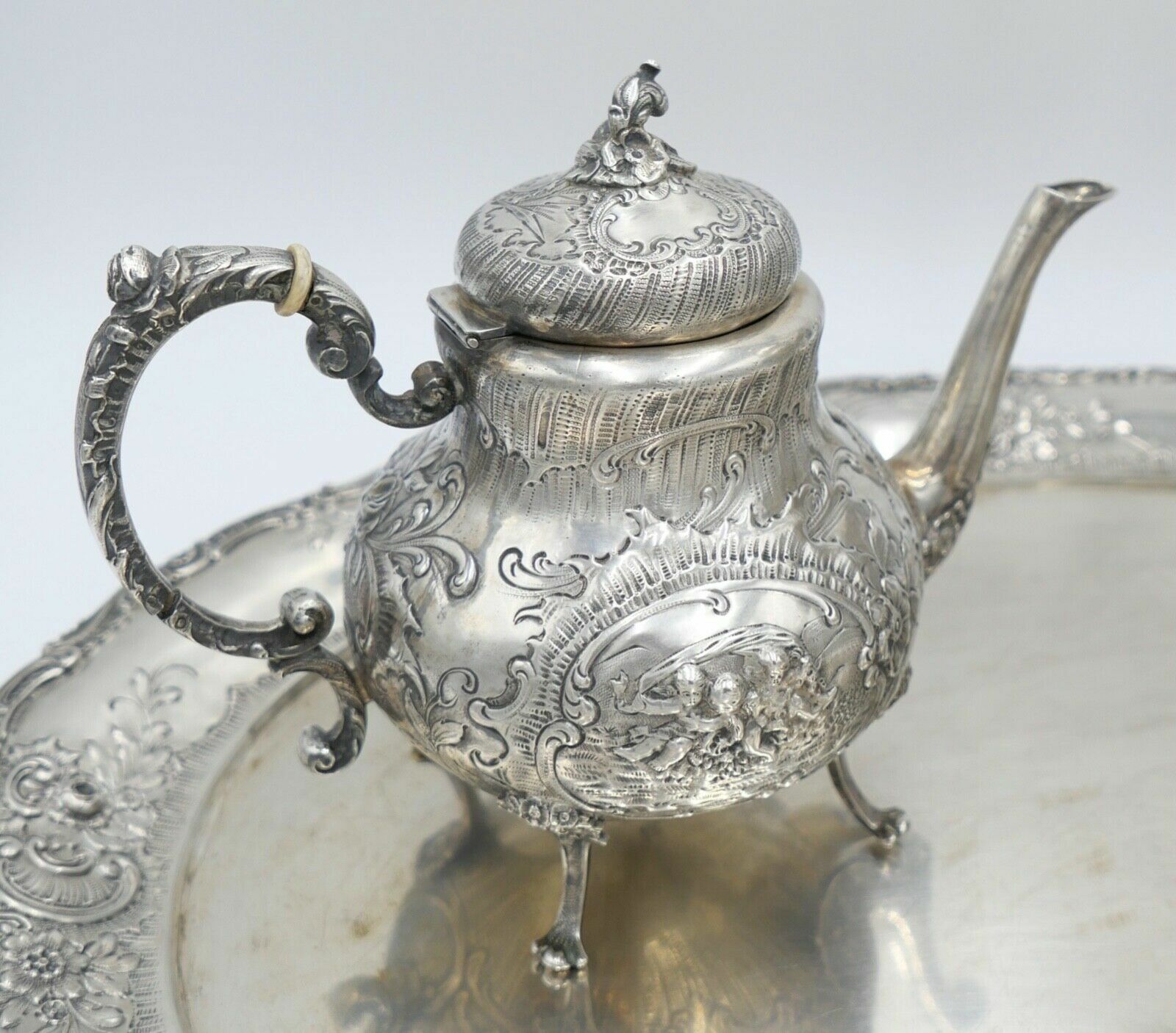 XL Jugendstil Kaffee Tee Service " Friedrich Reusswig Hanau " 800 Silber 6 KG - Antikhandel-Stuttgart
