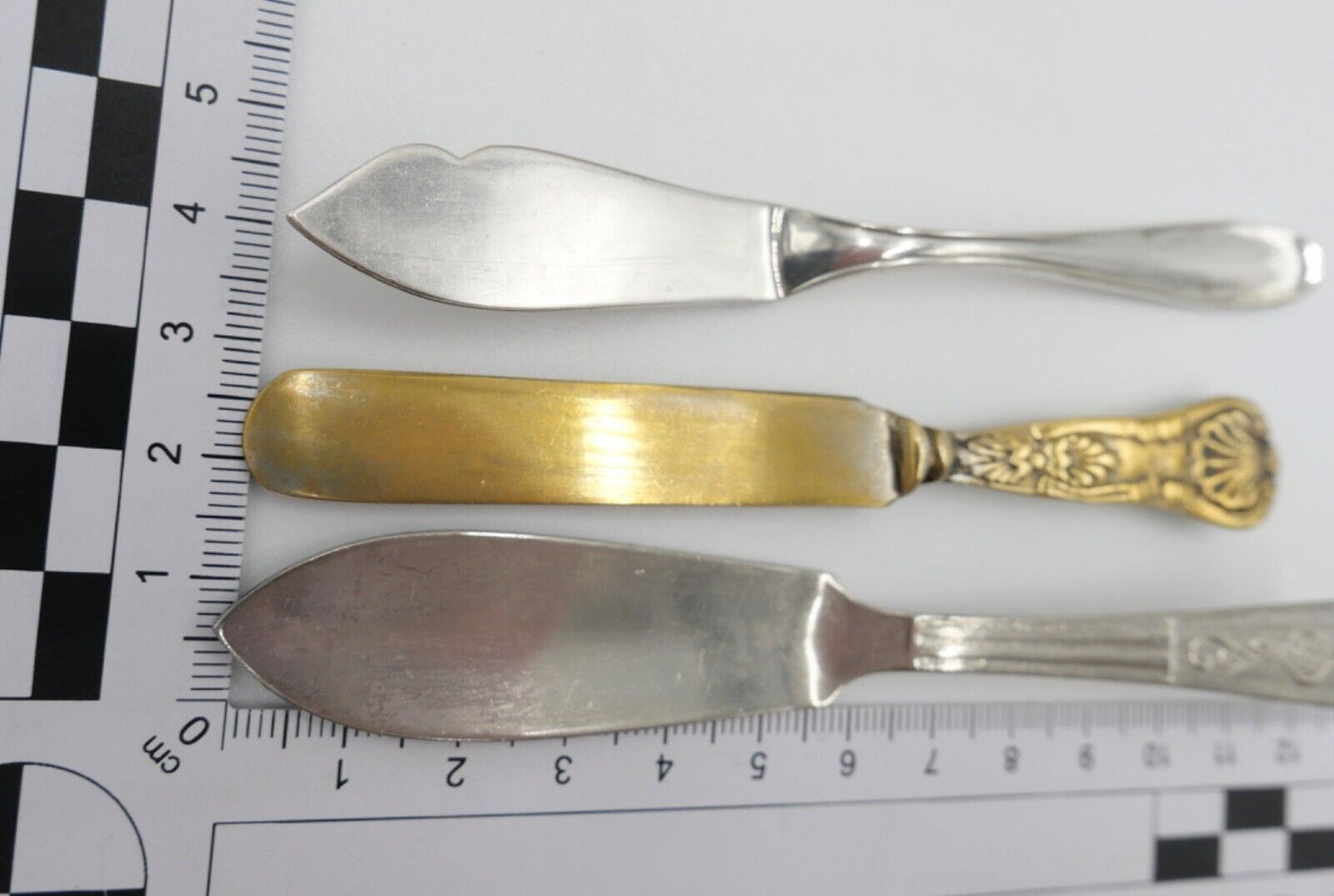 3 Tlg. vergoldet / versilbert Kinderbesteck Messer Fischbesteck alt antik - Antikhandel-Stuttgart