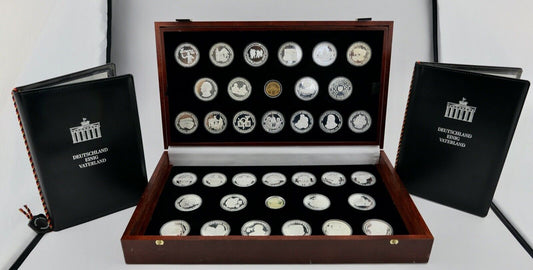 Vollständig 36 Medaillen DEUTSCHLAND EINIG VATERLAND Silber & Gold PP - Antikhandel-Stuttgart