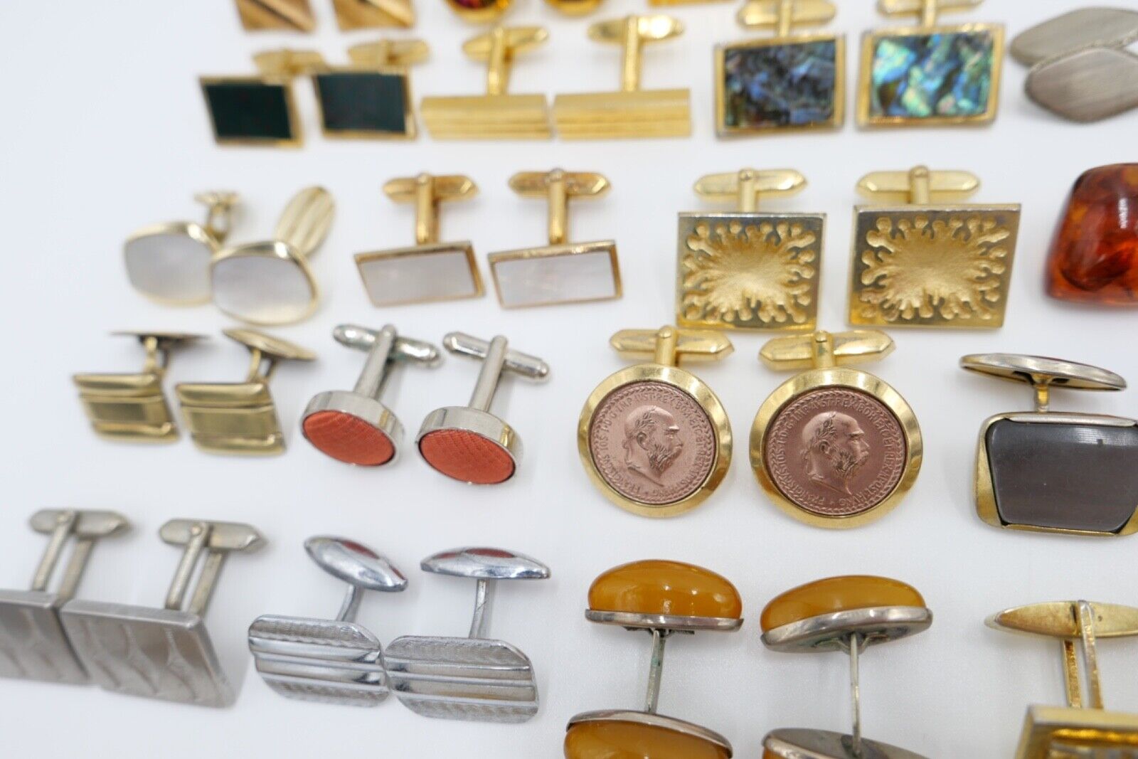 Konvolut LOT Posten Manschettenknöpfe NEU gebraucht 1960-1990er vergoldet 42 St - Antikhandel-Stuttgart