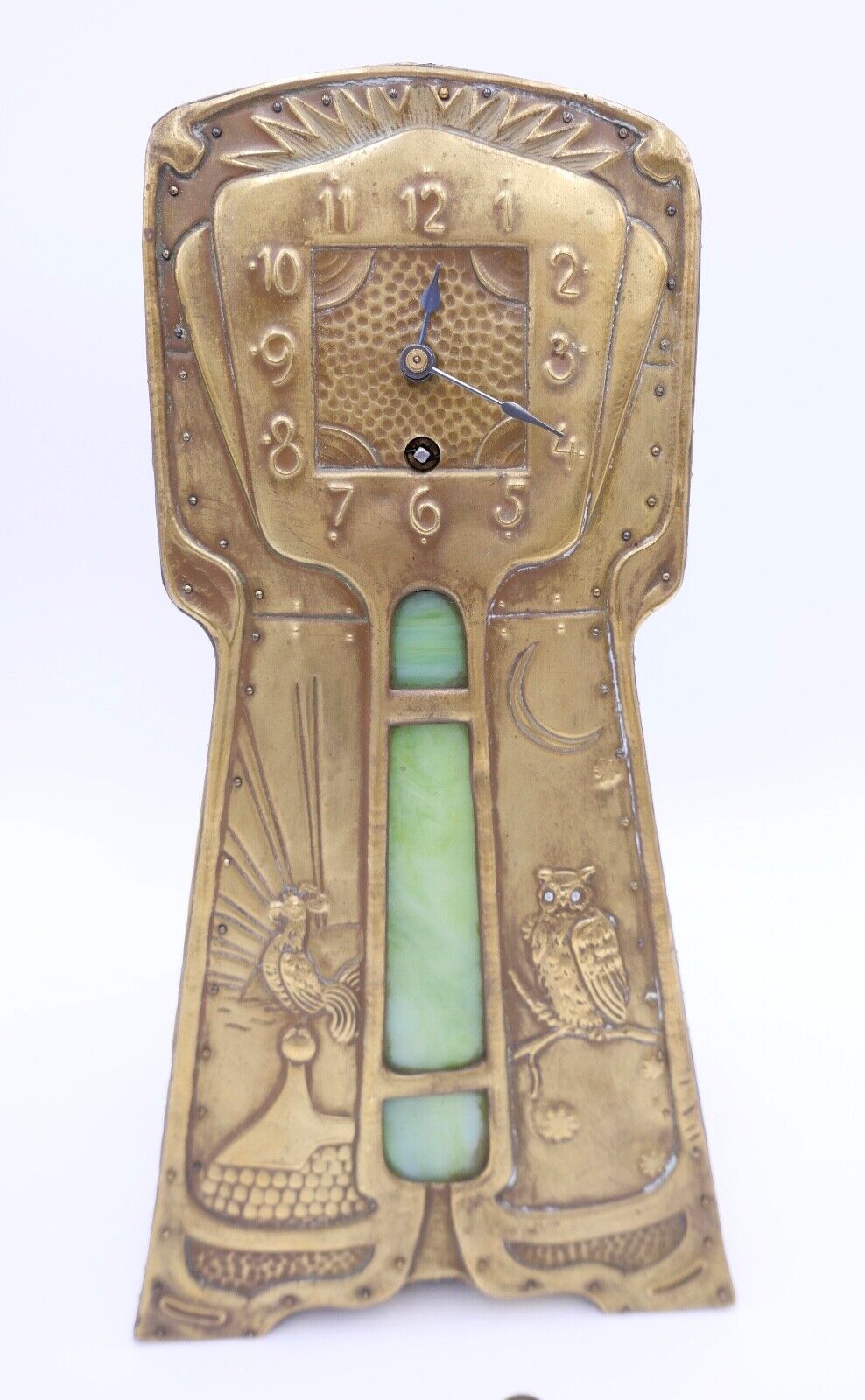 seltene Kaminuhr Hahn & Eule vmtl. Frankreich oder England Uhrwerk MPK / PMK - Antikhandel-Stuttgart