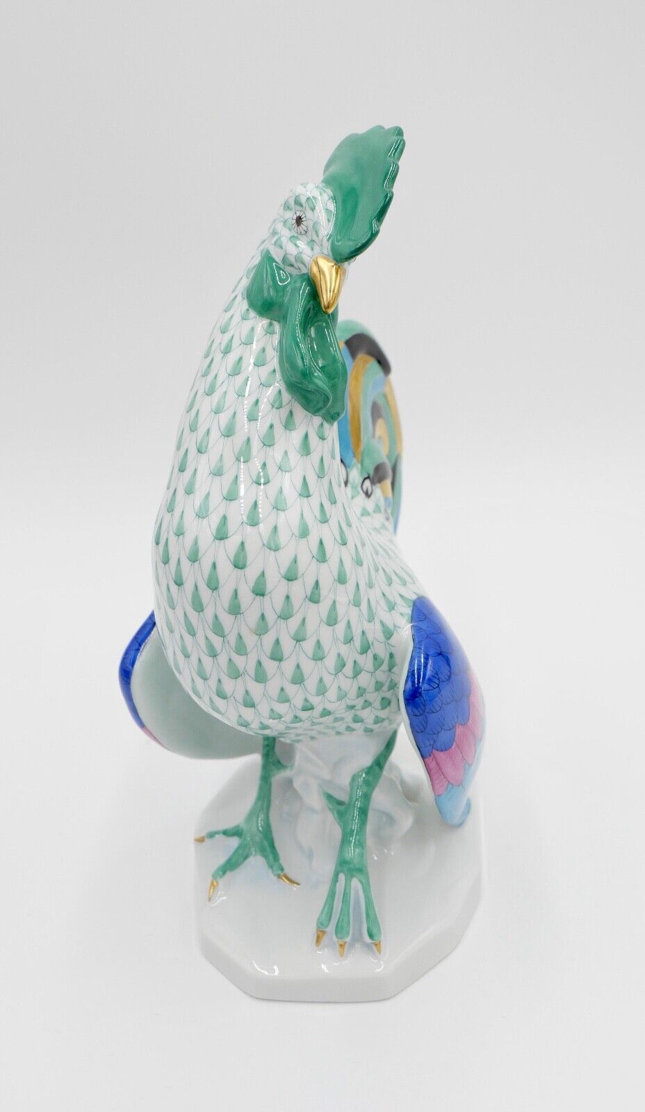 Herend Ungarn Figur Bunter Hahn 23 cm Modell Nr. 5014 Grün NEUwertig - Antikhandel-Stuttgart